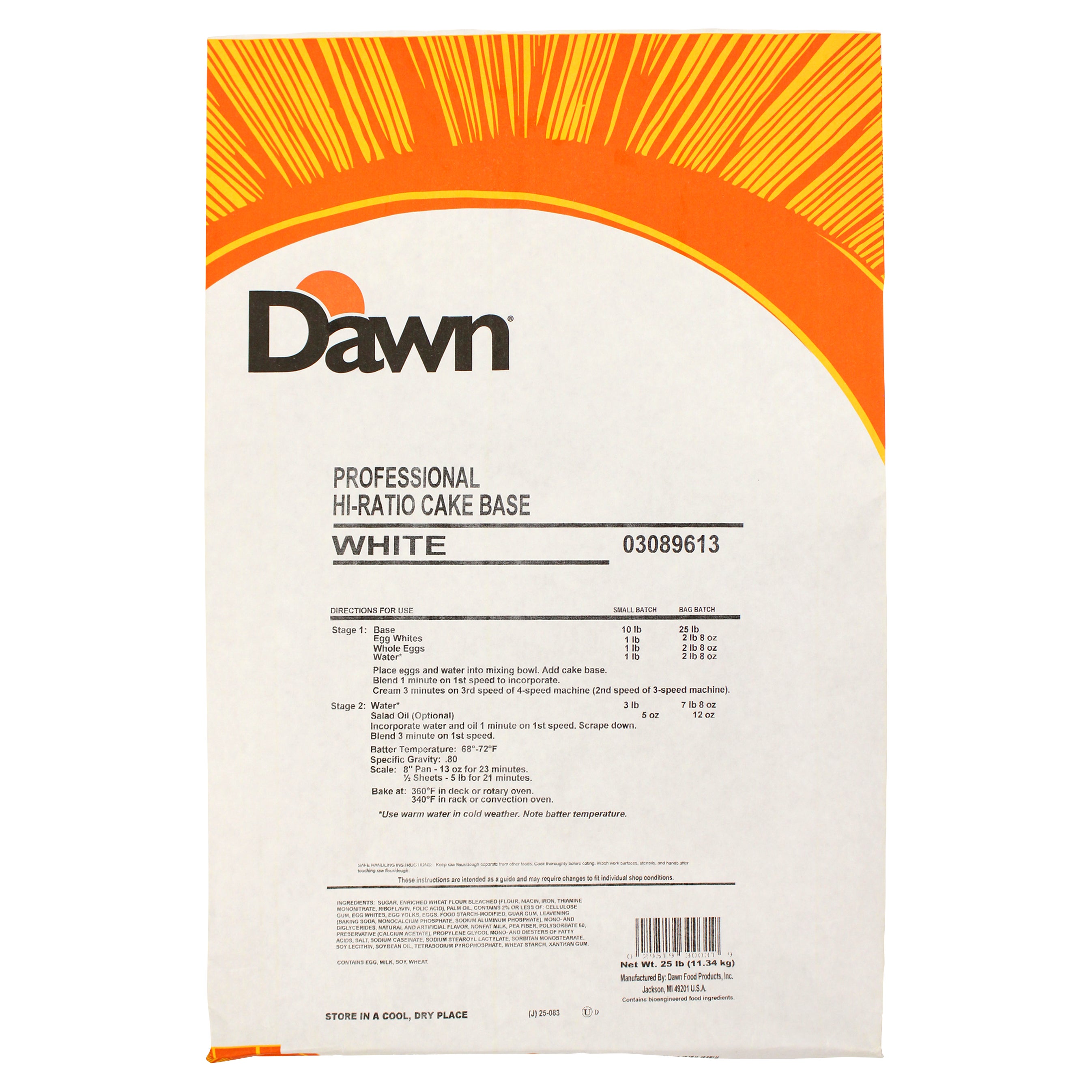 DAWN FOODS WHITE CAKE BASE 25LB BAG