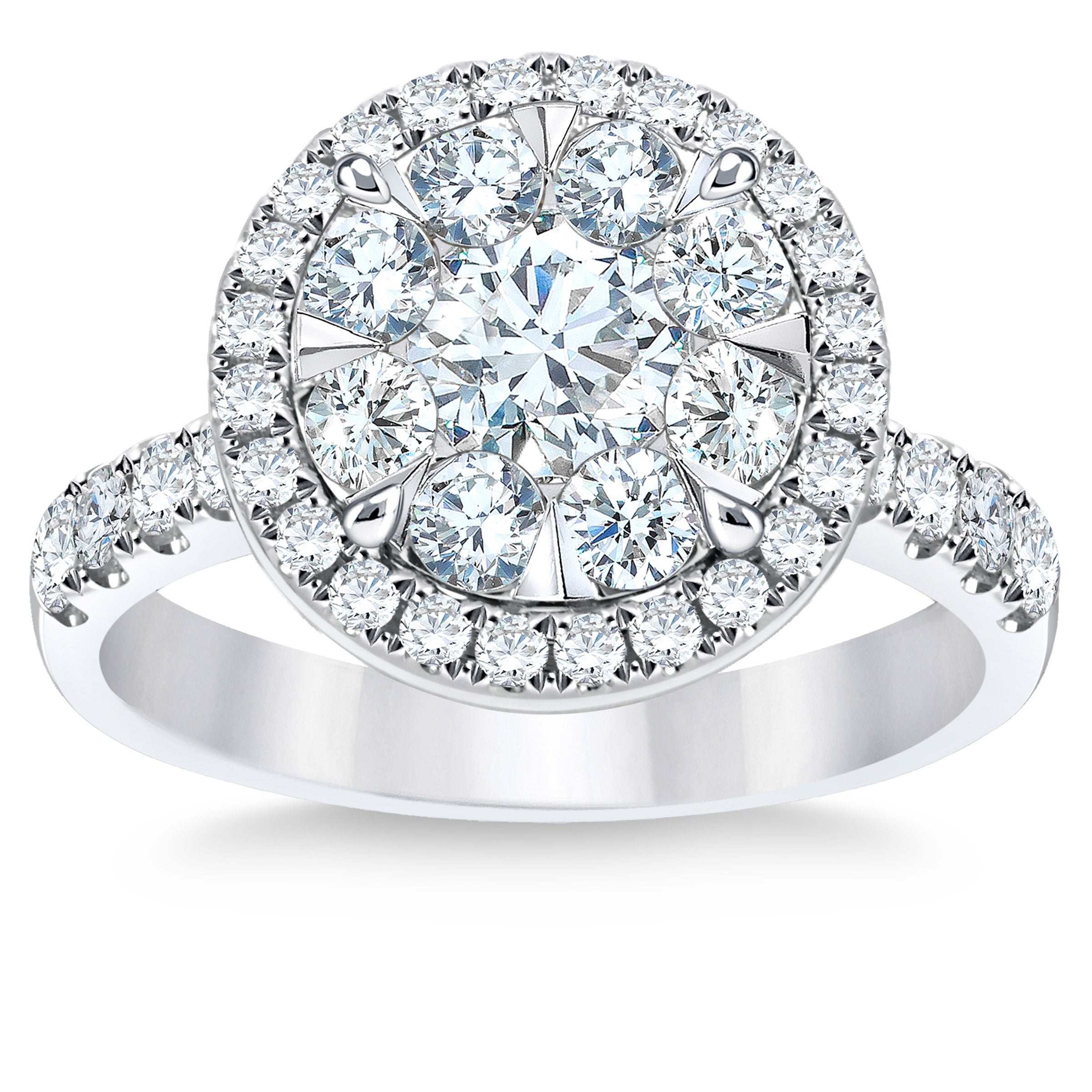 14KT WHITE GOLD VS2 I 1.60CTW ROUND DIAMOND RING (0.50CTR)