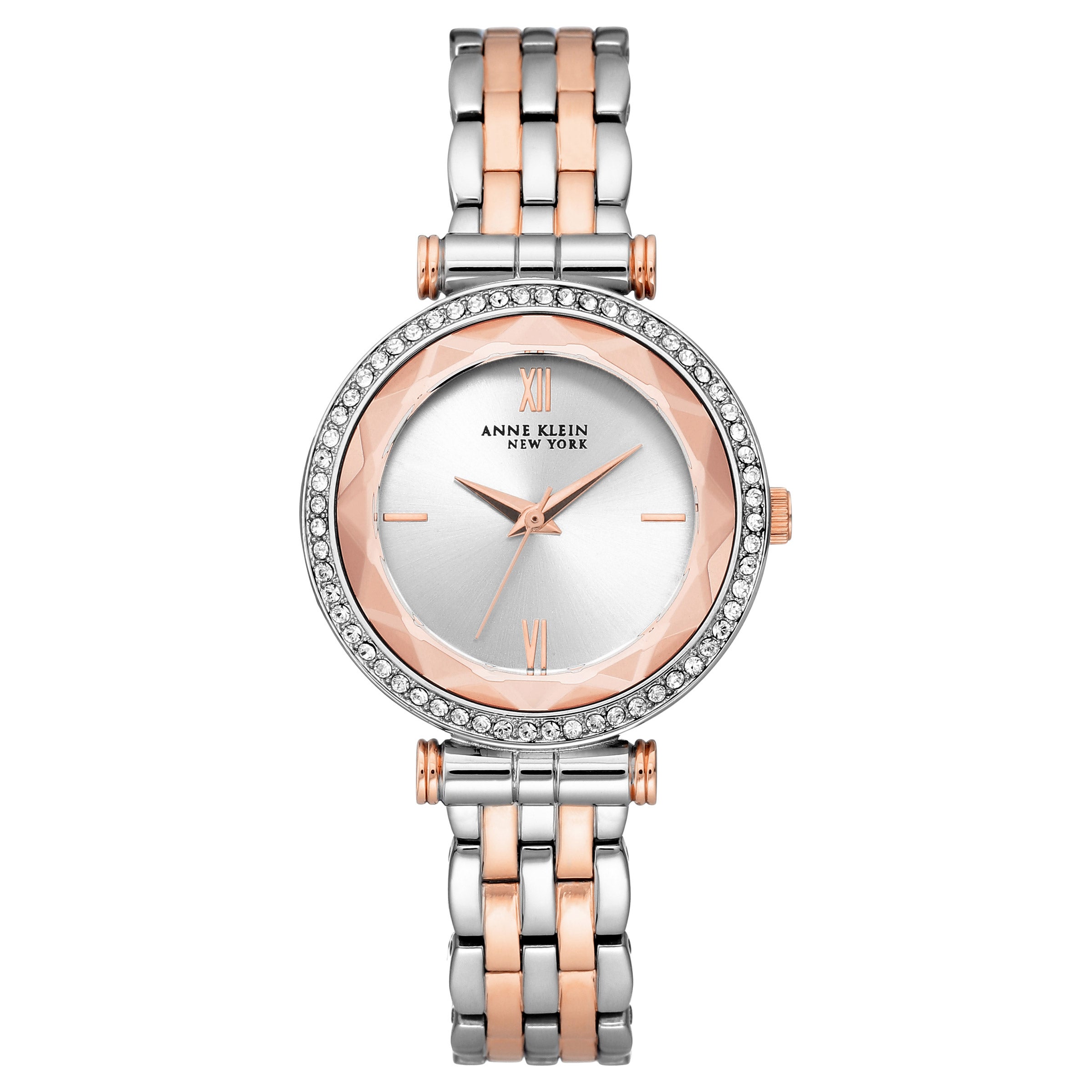 ANNE KLEIN NEW YORK TWO TONE SWAROVSKI CRYSTAL LADIES WATCH - Image 1
