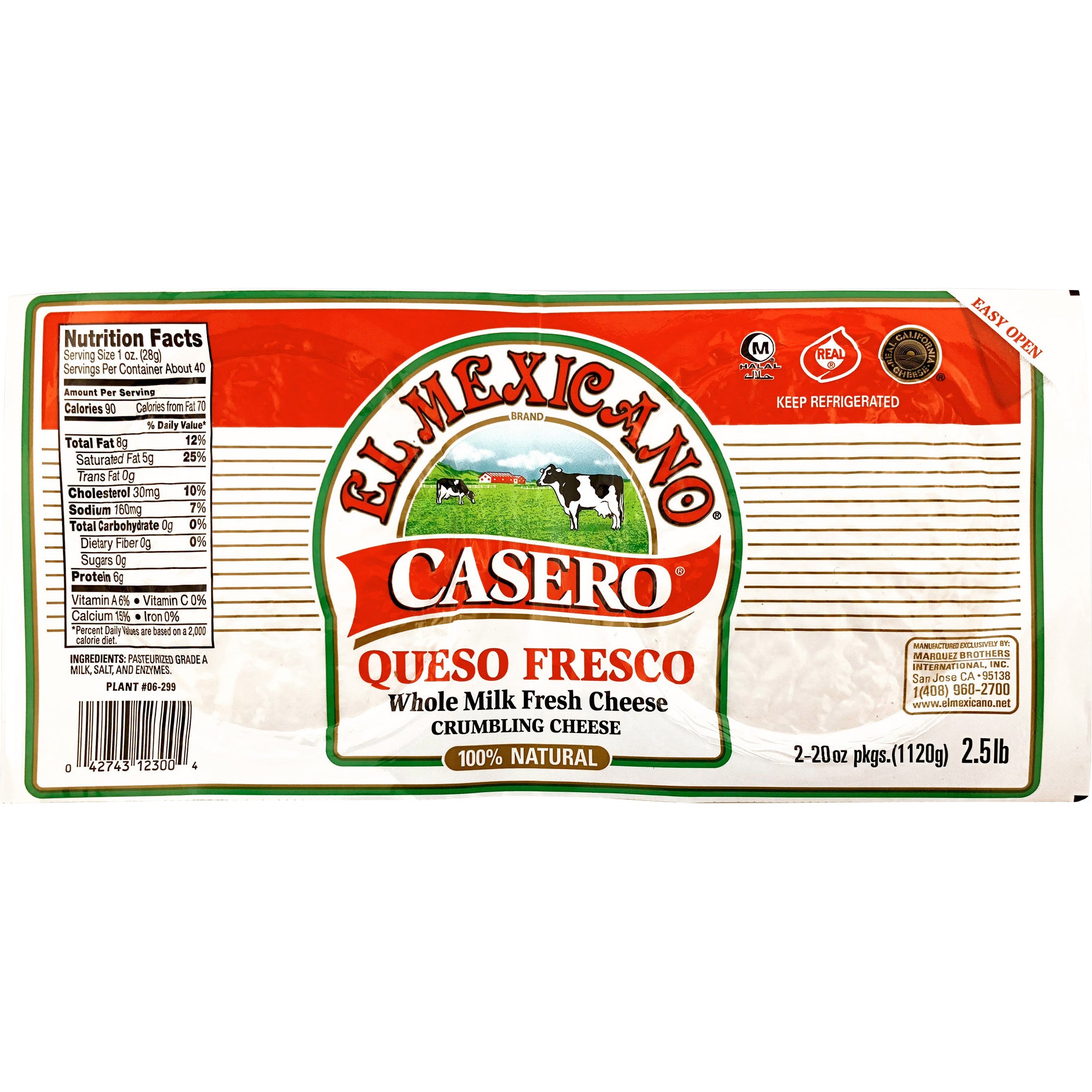 EL MEXICANO CASERO QUESO FRESCO 2 PACK 20 OUNCES EACH