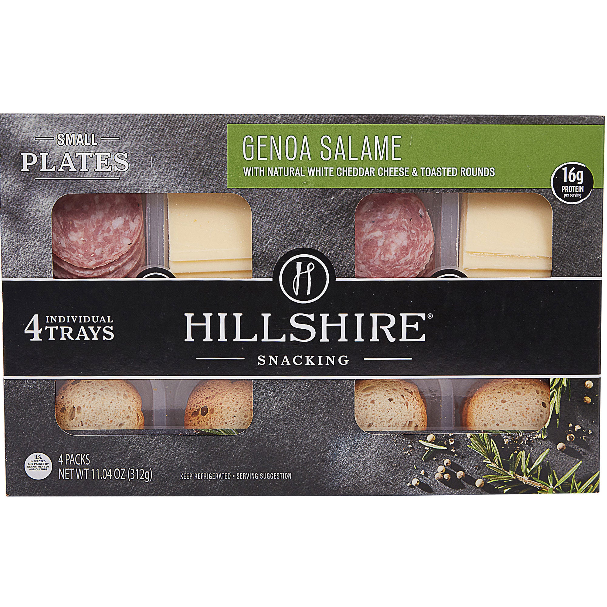 HILLSHIRE SMALL PLATES CHEESE AND SALAME W/ TOASTED ROUNDS 4PK