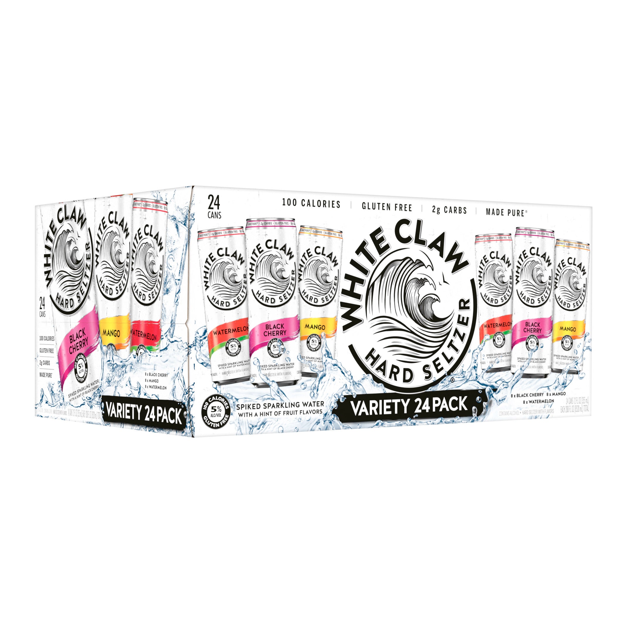 WHITE CLAW HARD SELTZER VARIETY 24/12OZ CANS (9 QTS)
