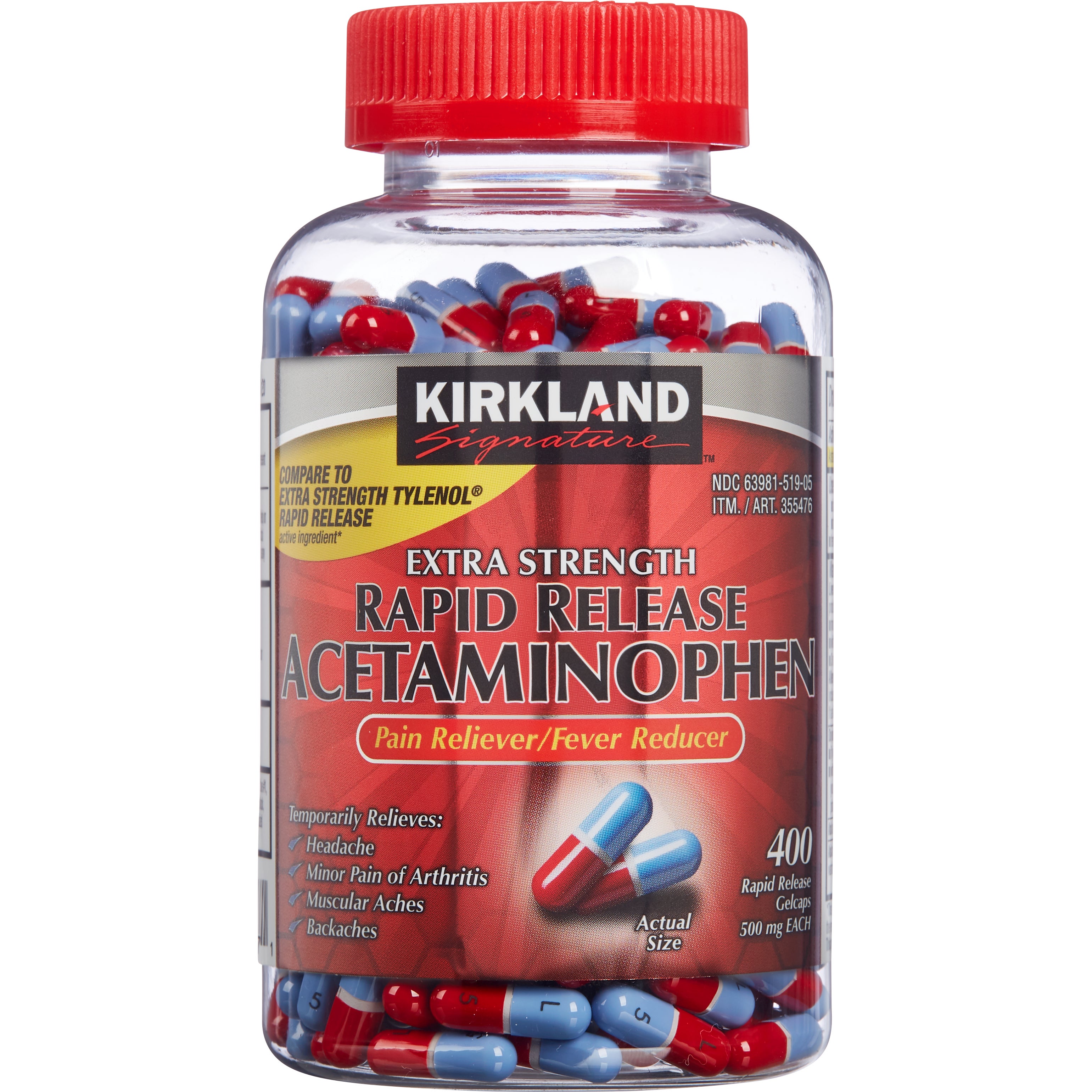 KIRKLAND SIGNATURE ACETAMINOPHEN 500MG GELCAPS 400 COUNT - Image 1