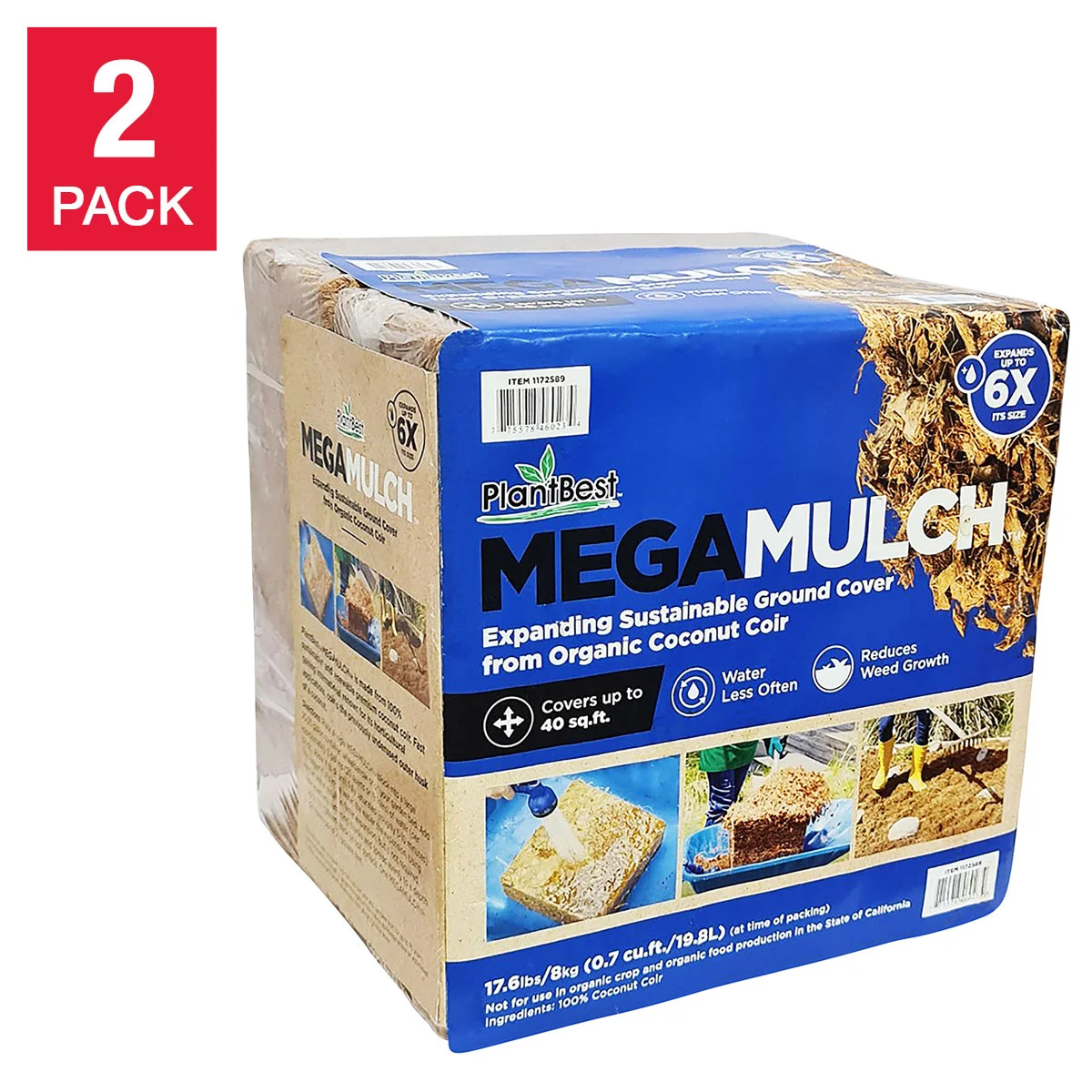 MEGA MULCH COMPRESSED COCONUT MULCH 2PK
