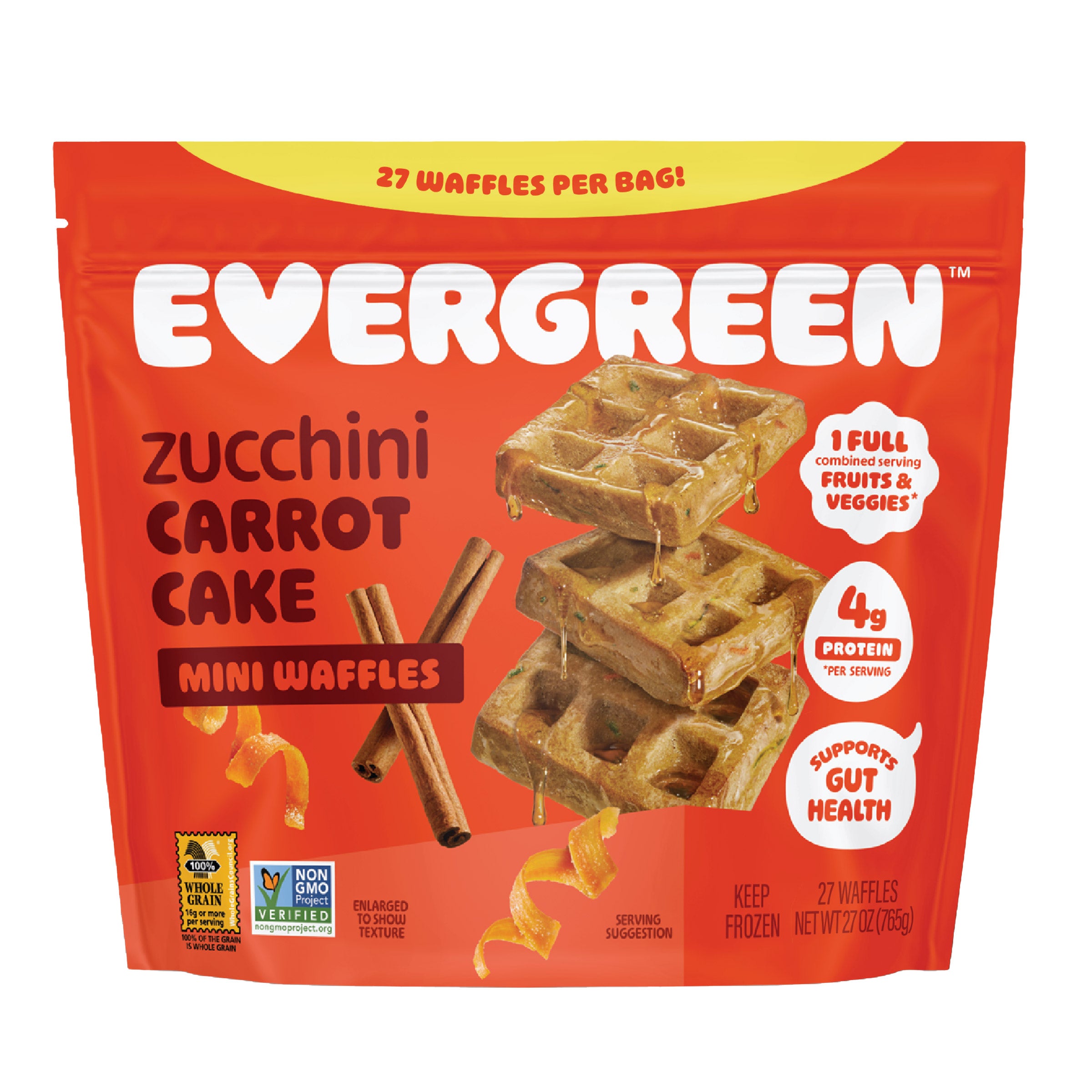 EVERGREEN ZUCCHINI CARROT CAKE MINI WAFFLES 27 OZ - Image 1