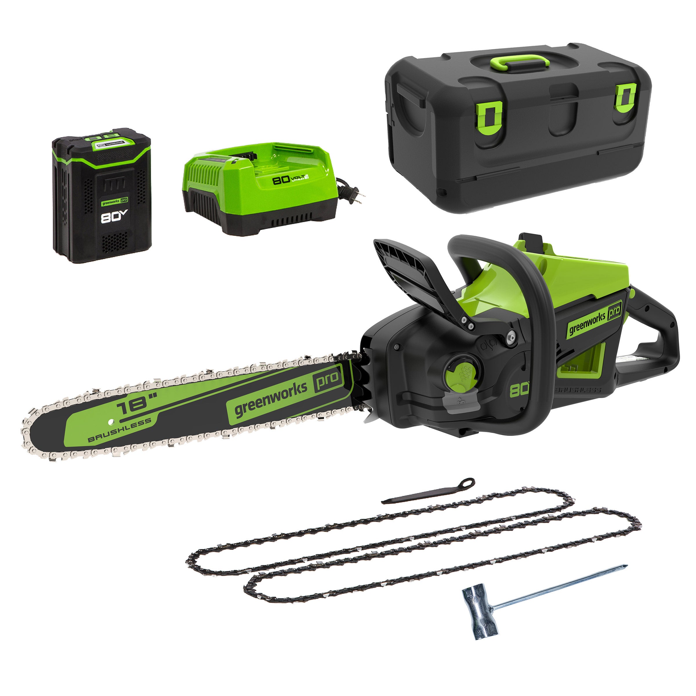 GREENWORKS 80V 18¨ CHAINSAW WITH CASE - Image 1