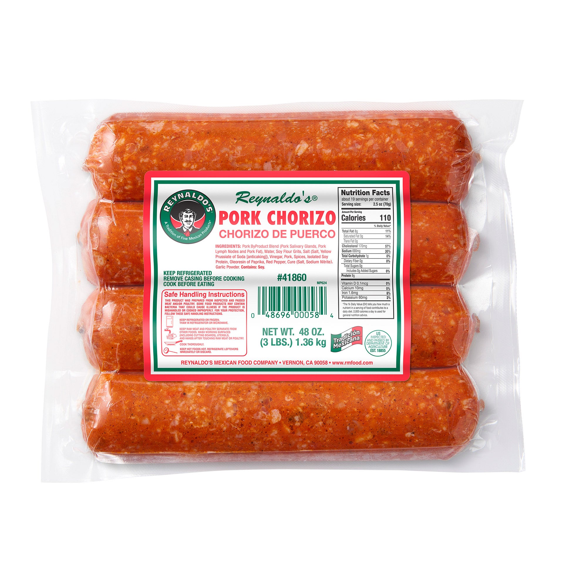 REYNALDO'S PORK CHORIZO 48 OZ - Image 1