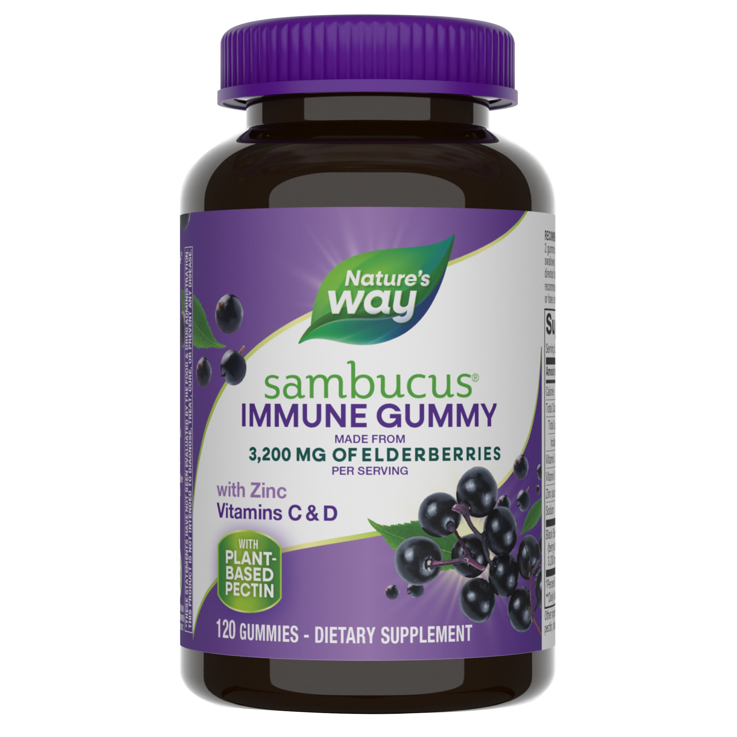 NATURE'S WAY SAMBUCUS ELDERBERRY W/C & ZINC 120 GUMMIES - Image 1