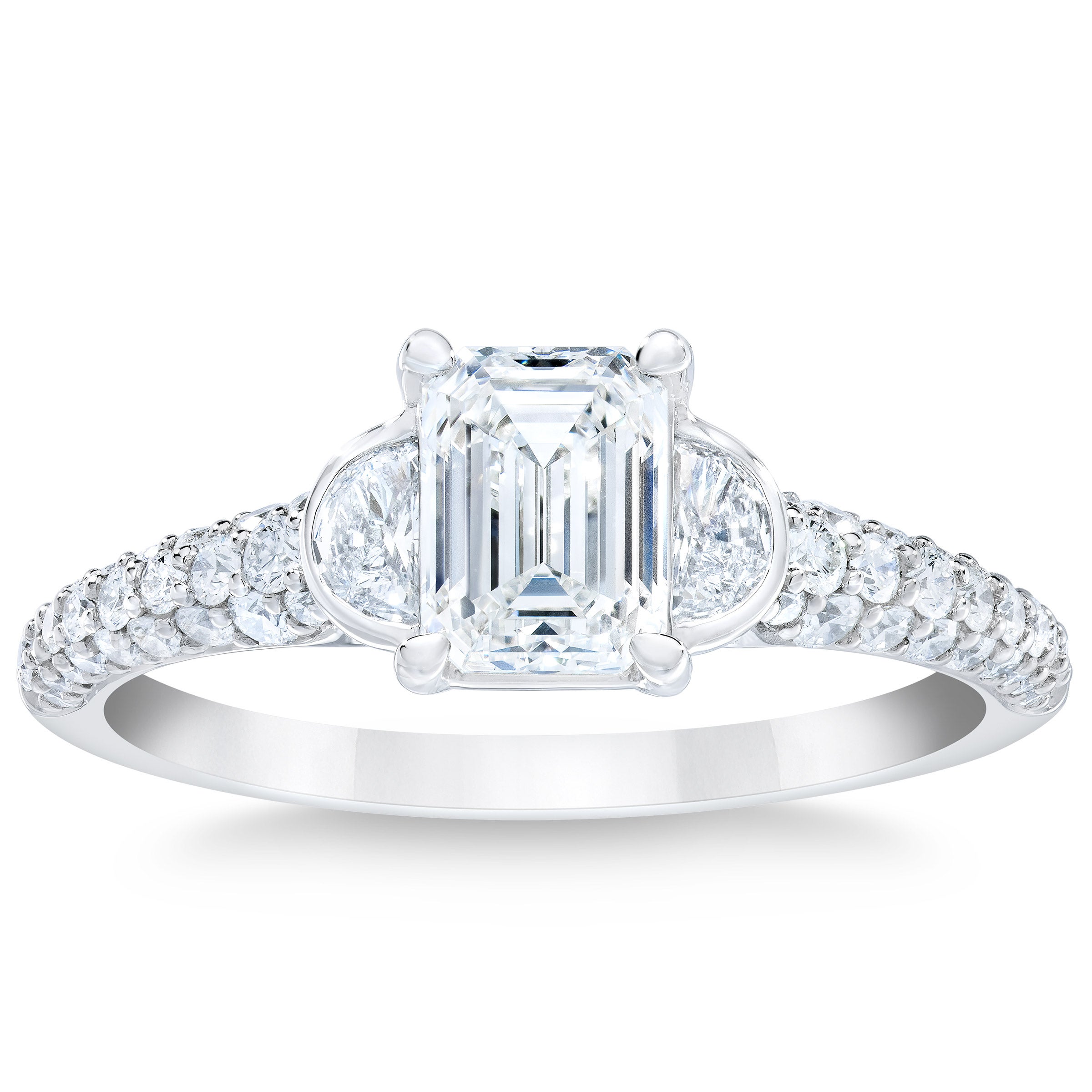 PLATINUM VS2 I 1.60CTW EMERALD CUT DIAMOND RING 1CT CTR - Image 1