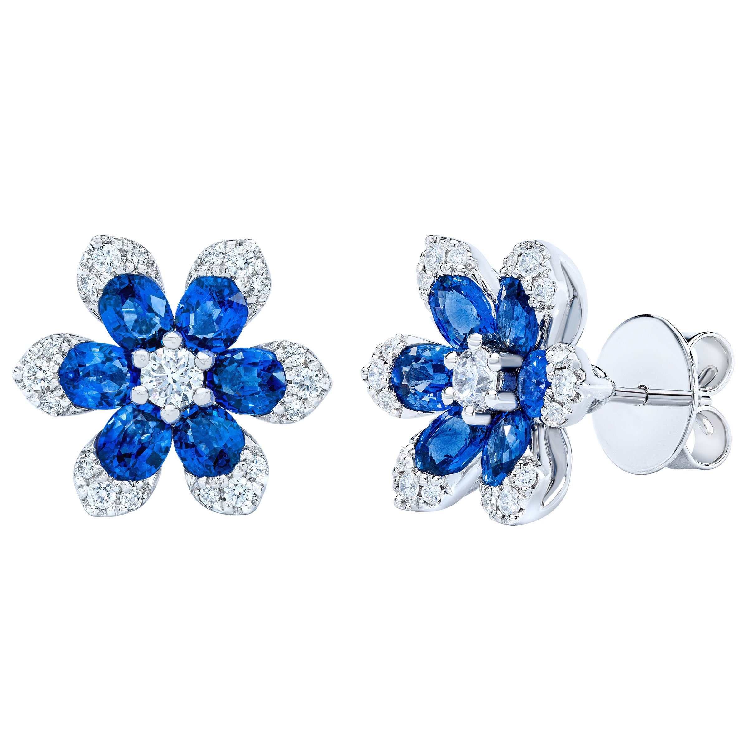 14KT WHITE GOLD VS2 I .42CTW DIAMOND & SAPPHIRE EARRING - Image 1