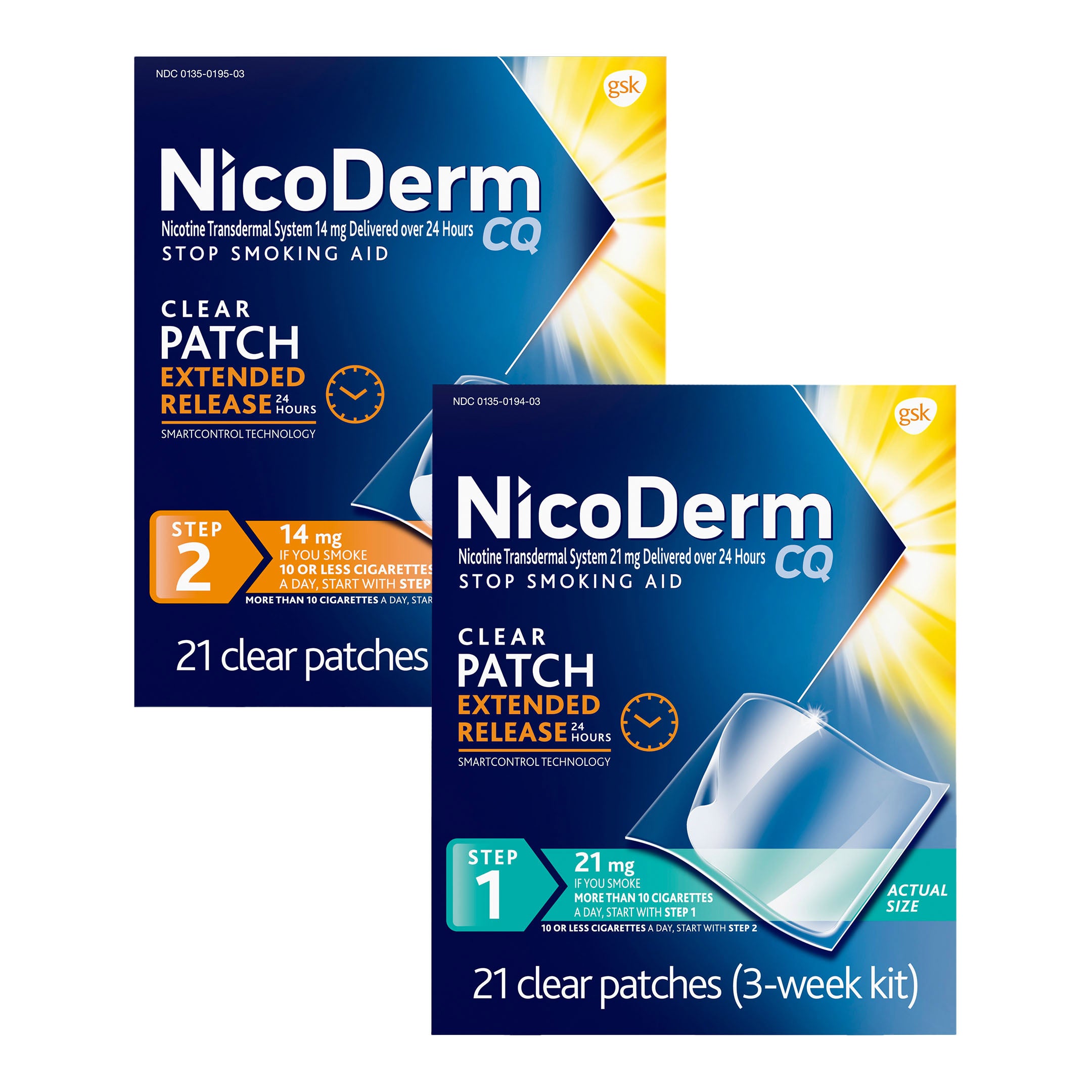 NICODERM CQ CLEAR 14MG. PATCH STEP 2 21 COUNT