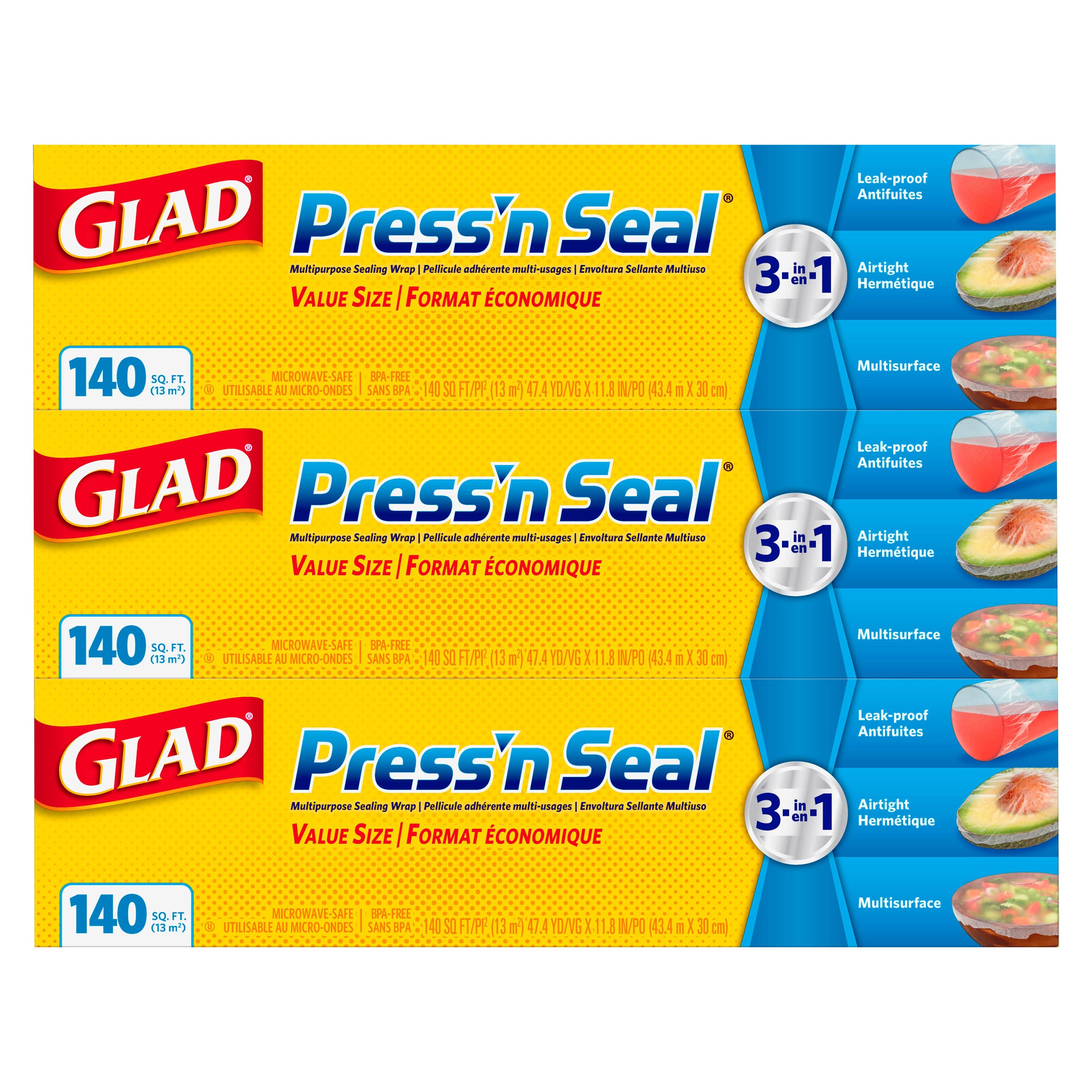 GLAD PRESS'N SEAL PLASTIC WRAP 3 X 140 FT.