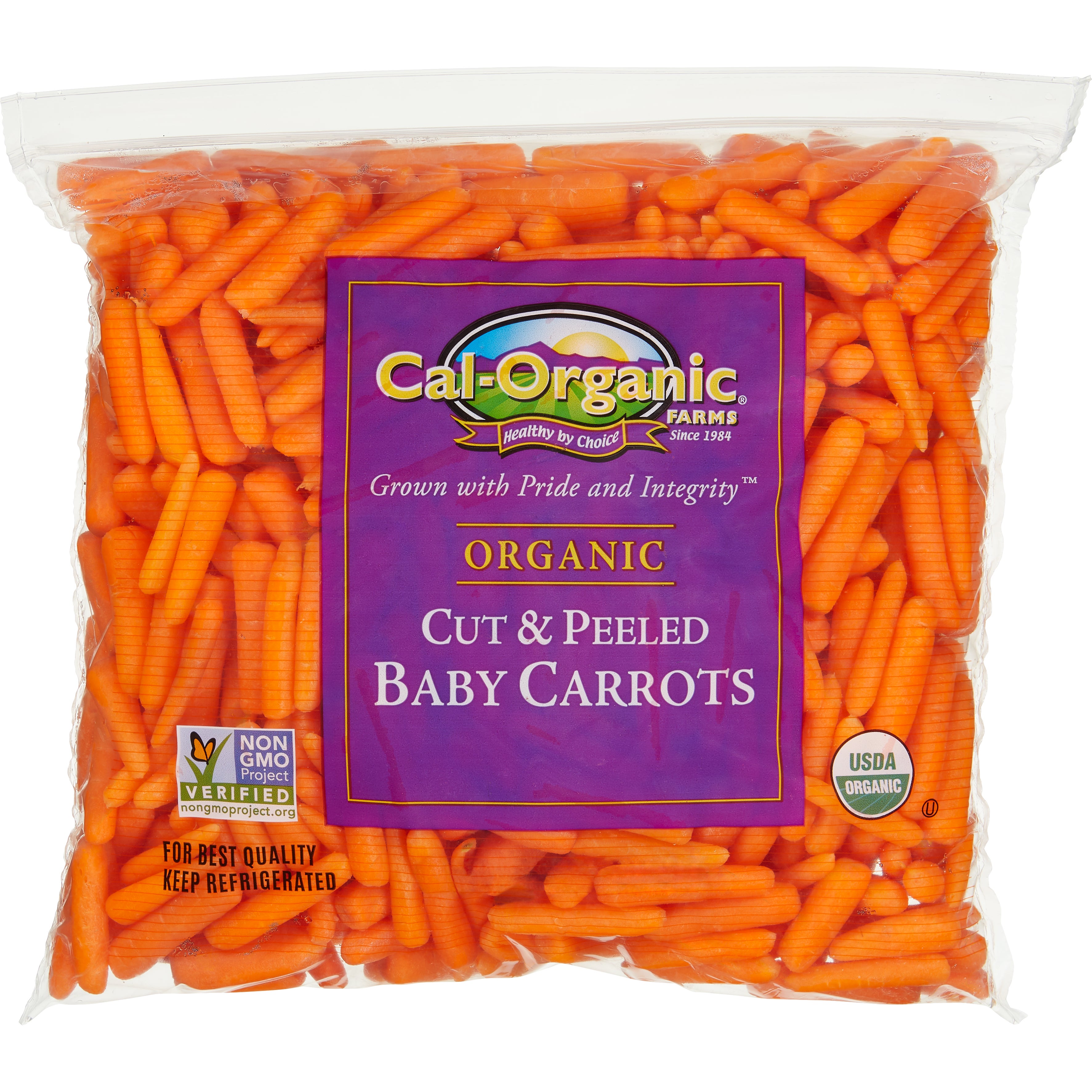 ORGANIC PEELED CARROTS 2/2 LB BAGS 4 LBS