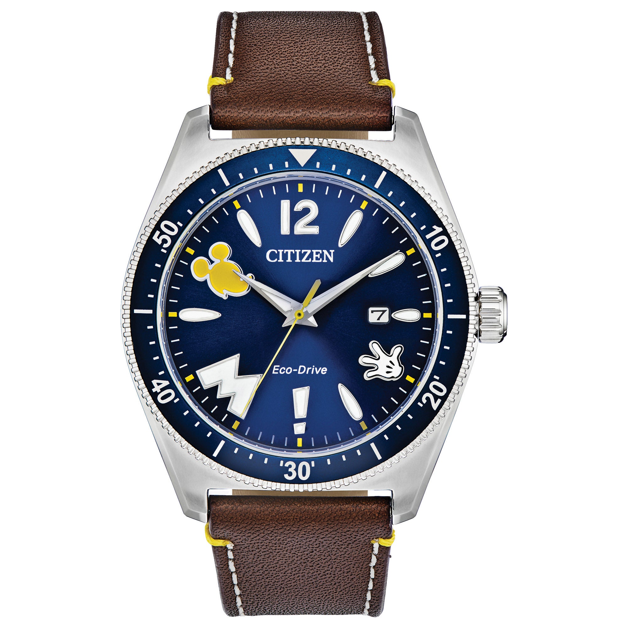 CITIZEN DISNEY CLASSIC BROWN LEATHER STRAP QUARTZ MEN'S WATCH