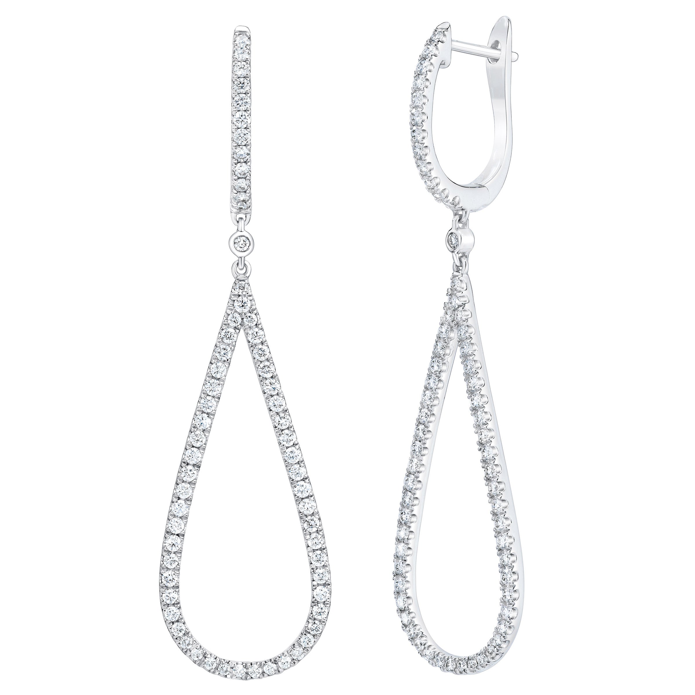 14KT WHITE GOLD VS2 I 1.00CTW ROUND DIAMOND DANGLE EARRINGS - Image 1