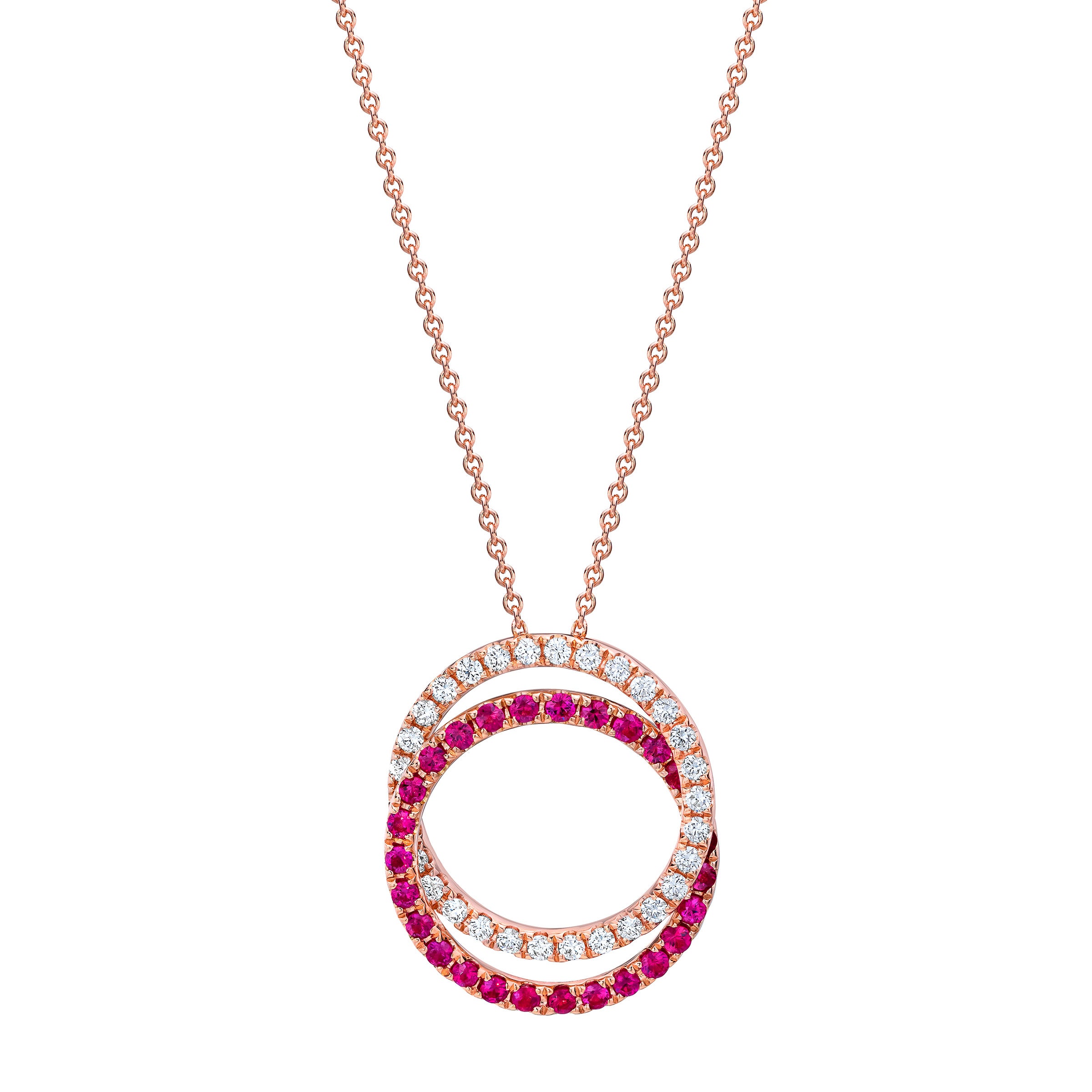 14KT ROSE GOLD .41CTW VS2, I DIAMOND AND 1.8MM RUBY PENDANT