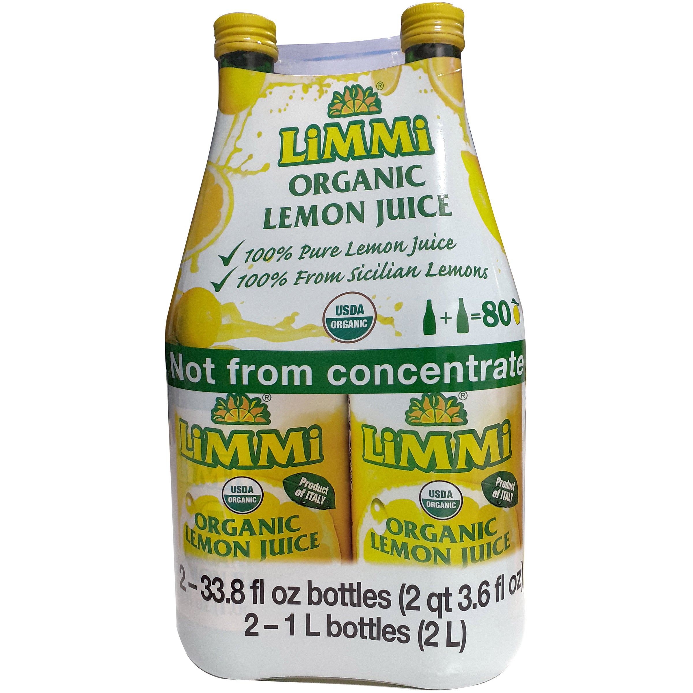 LIMMI ORGANIC LEMON JUICE 2/1 LITER BOTTLES