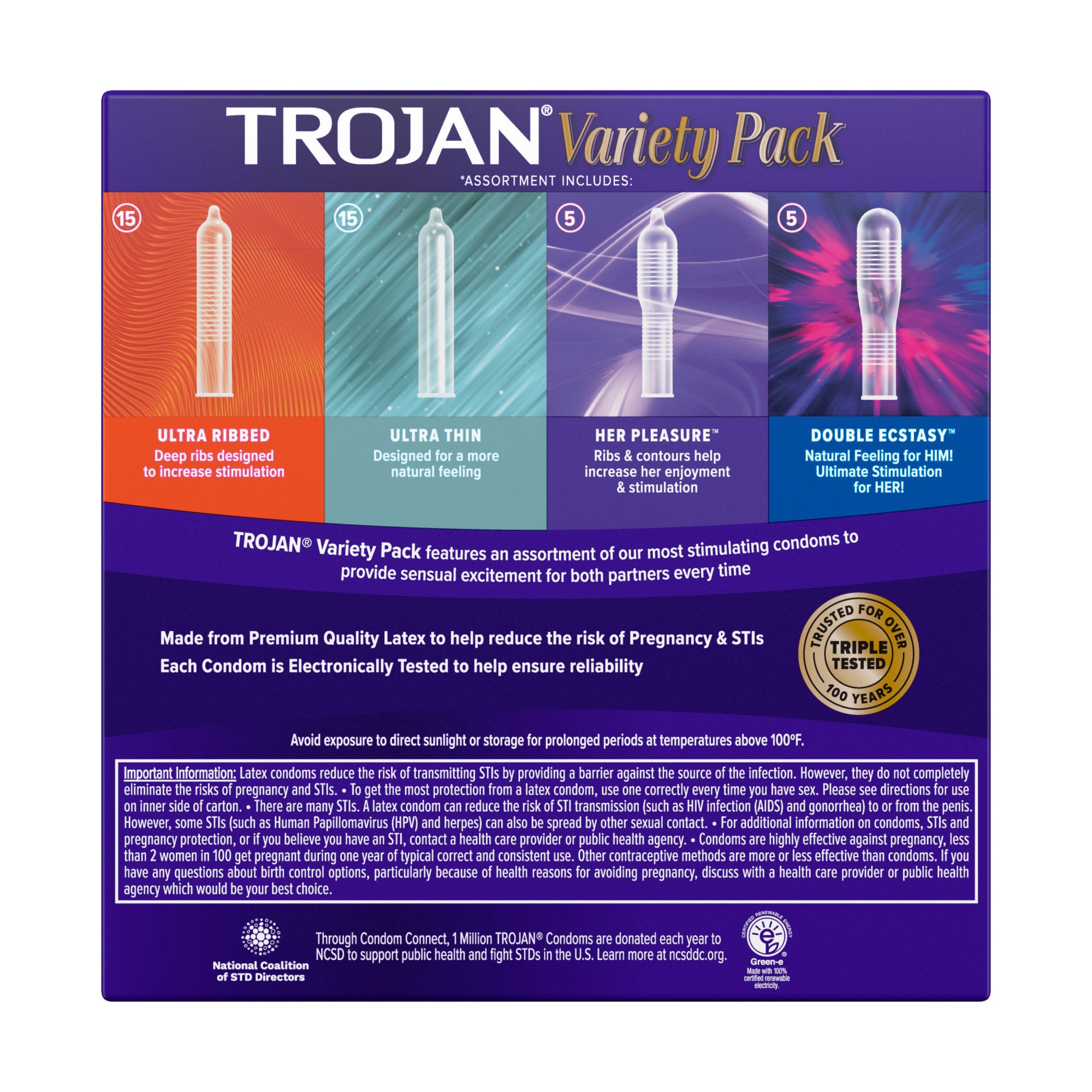 TROJAN CONDOM VARIETY PACK 4 TYPES 40 COUNT
