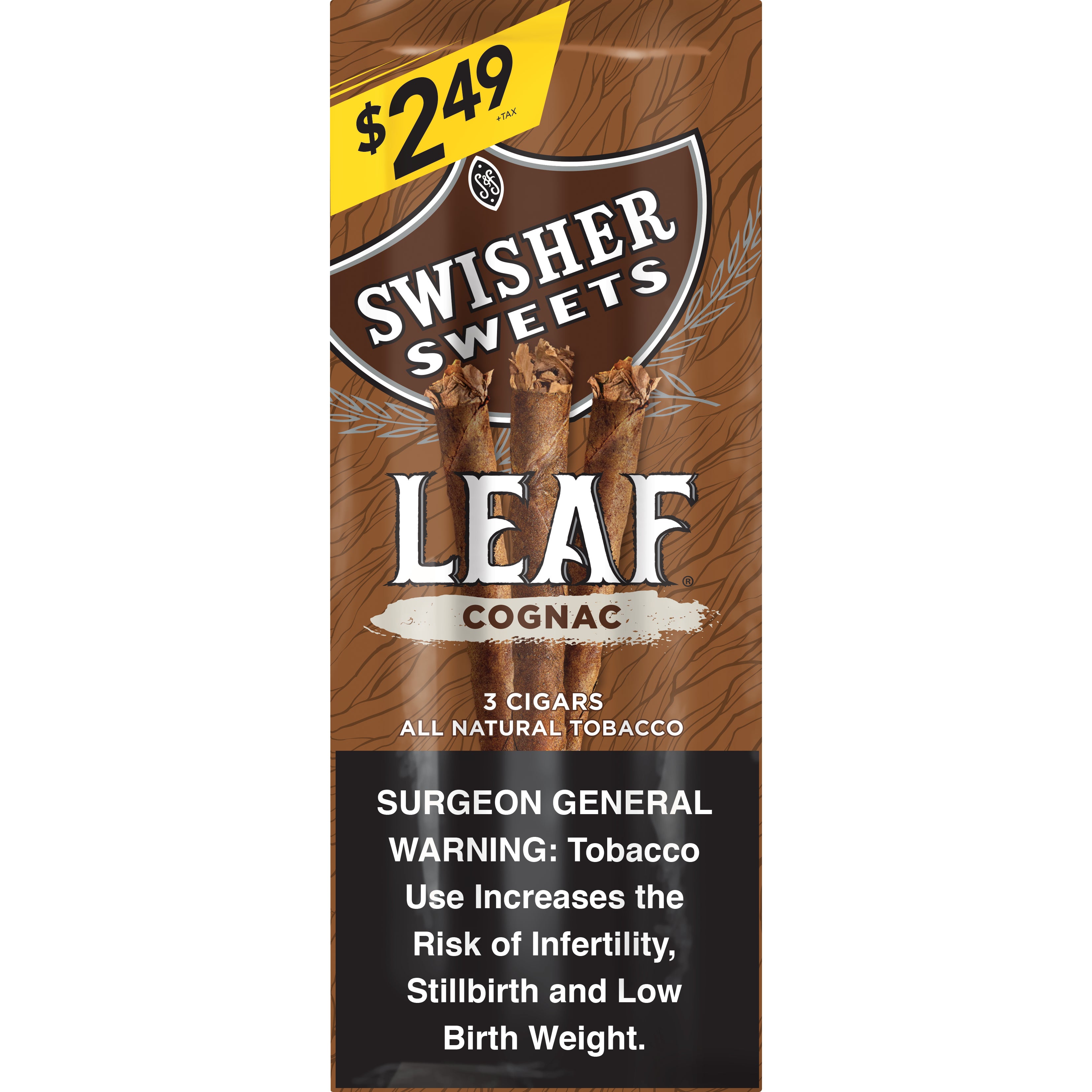 SWISHER SWEETS LEAF COGNAC 10/3CT $2.49/3CT POUCH
