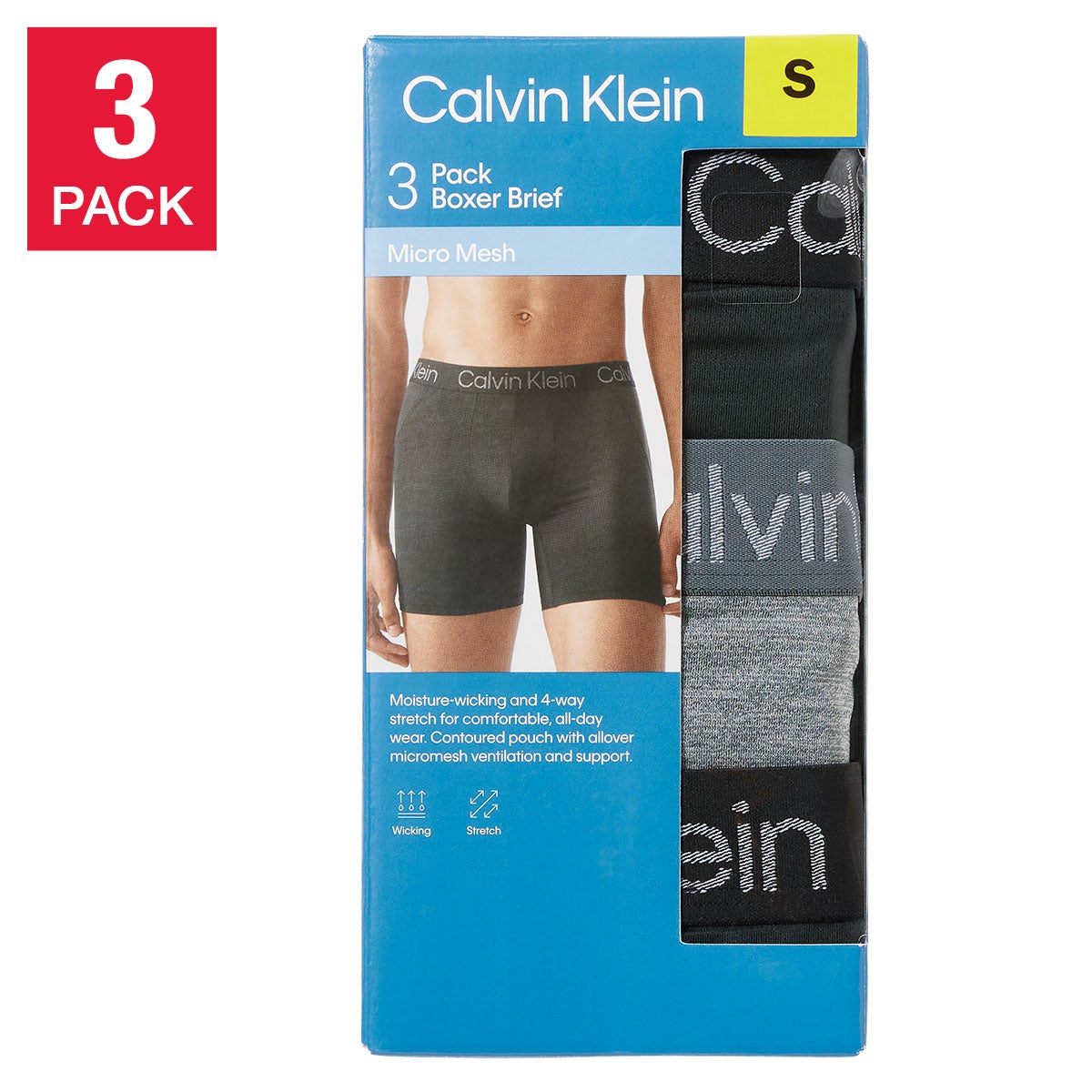 CALVIN KLEIN MEN'S MICRO MESH BOXER BRIEF, 3PK - Image 1