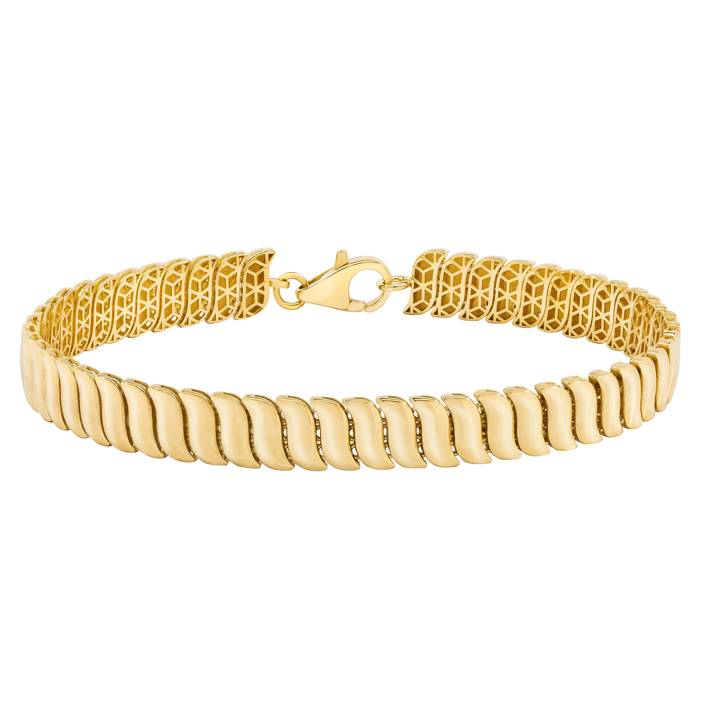 14KT YELLOW GOLD SWIRL LINK BRACELET - Image 1