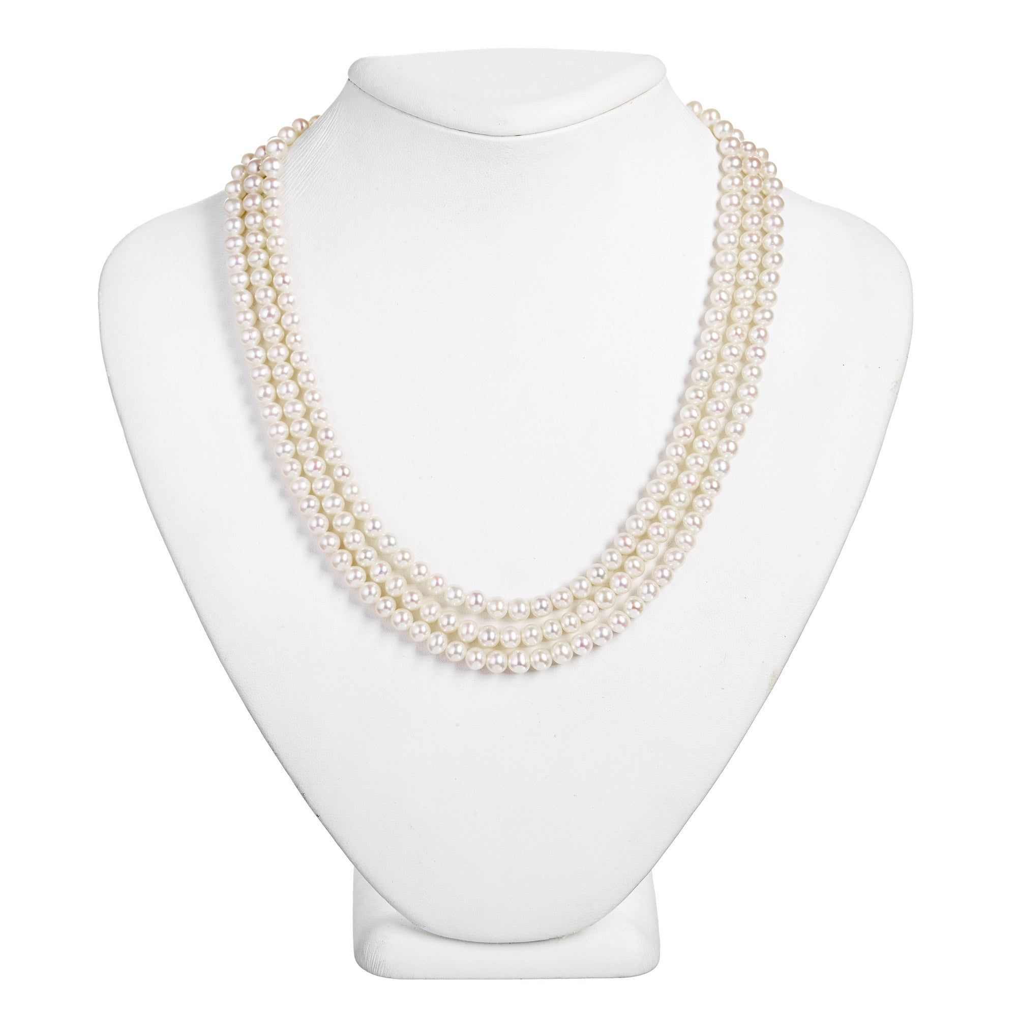 THREE ROW FRESHWATER GRADUATED PEARL NECKLACE - Image 1