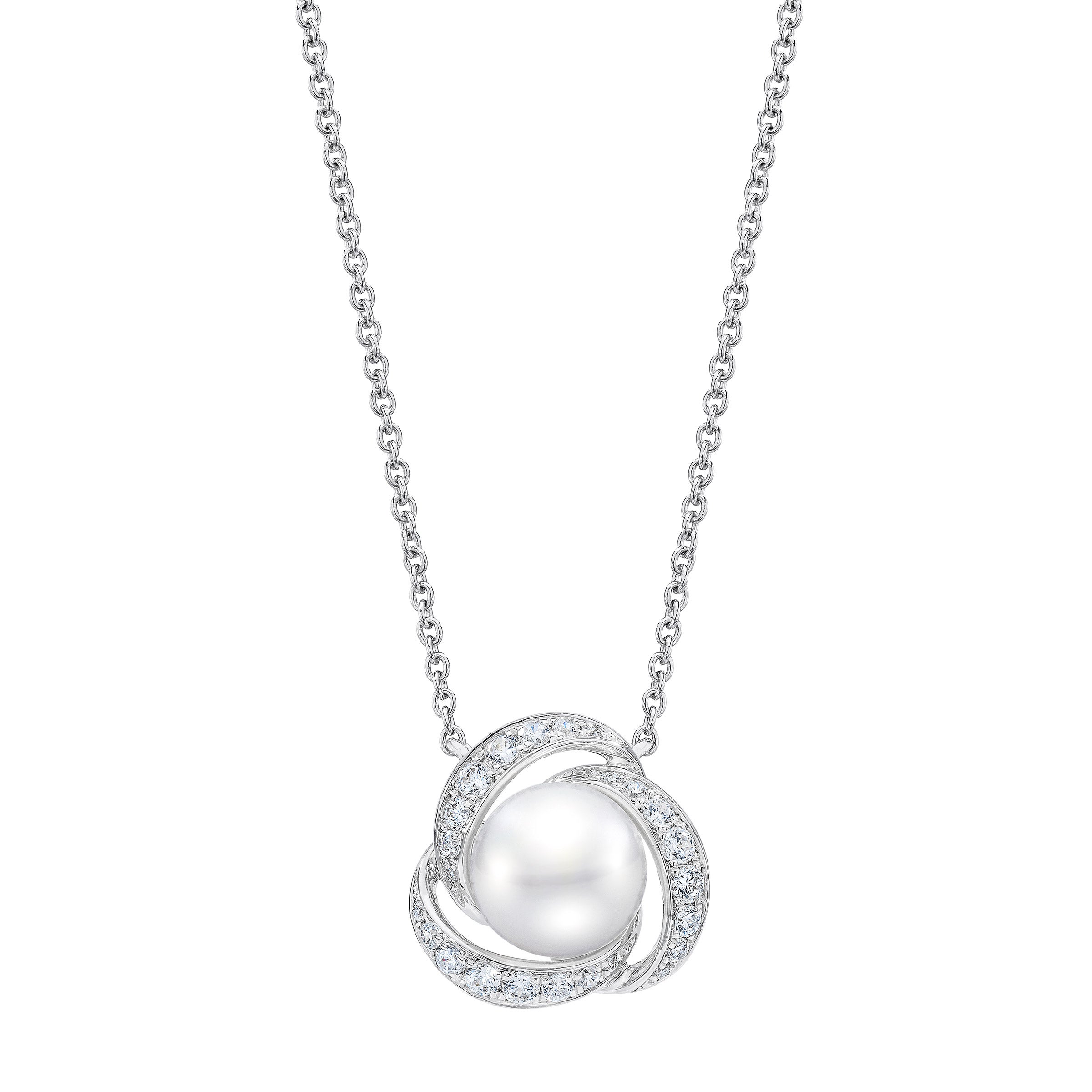 14KT GOLD 7.5-8MM CULTURED FRESHWATER & .25CTW DIA NECKLACE - Image 1