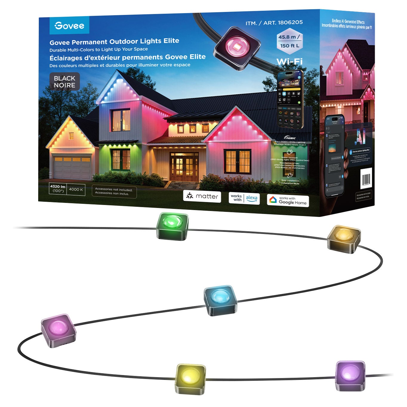GOVEE 150FT SMART PERMANENT OUTDOOR LIGHTS ^ - Image 1