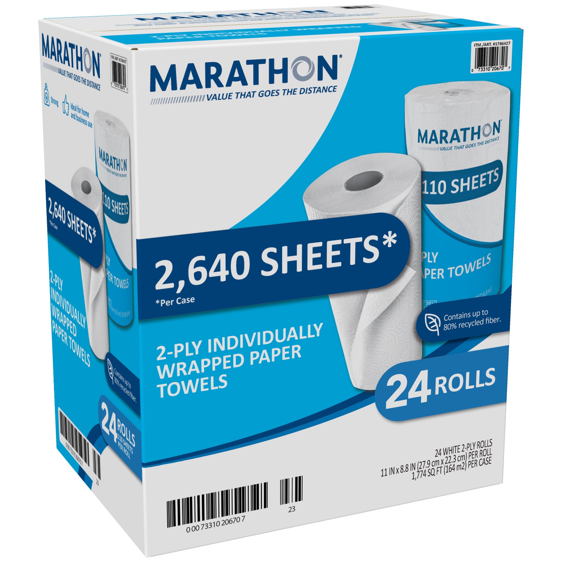 MARATHON 2 PLY PAPER TOWEL INDV WRAPPED 24 CT - Image 1