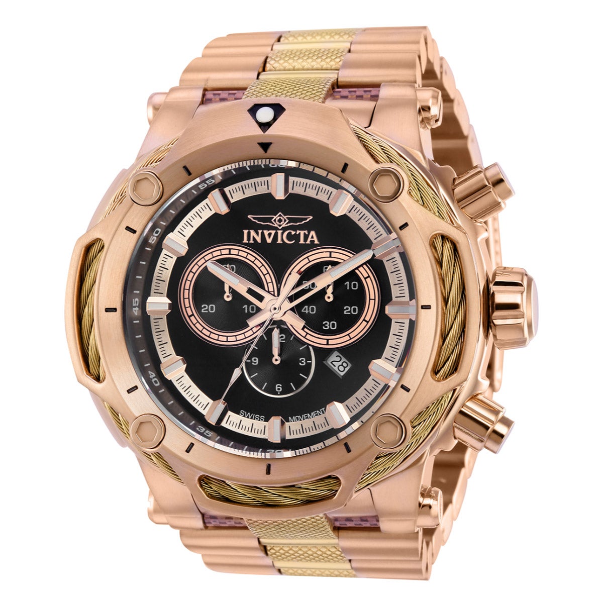 INVICTA BOLT 60MM ROSE GOLD-TONE CHRONO MEN'S QUARTZ WATCH