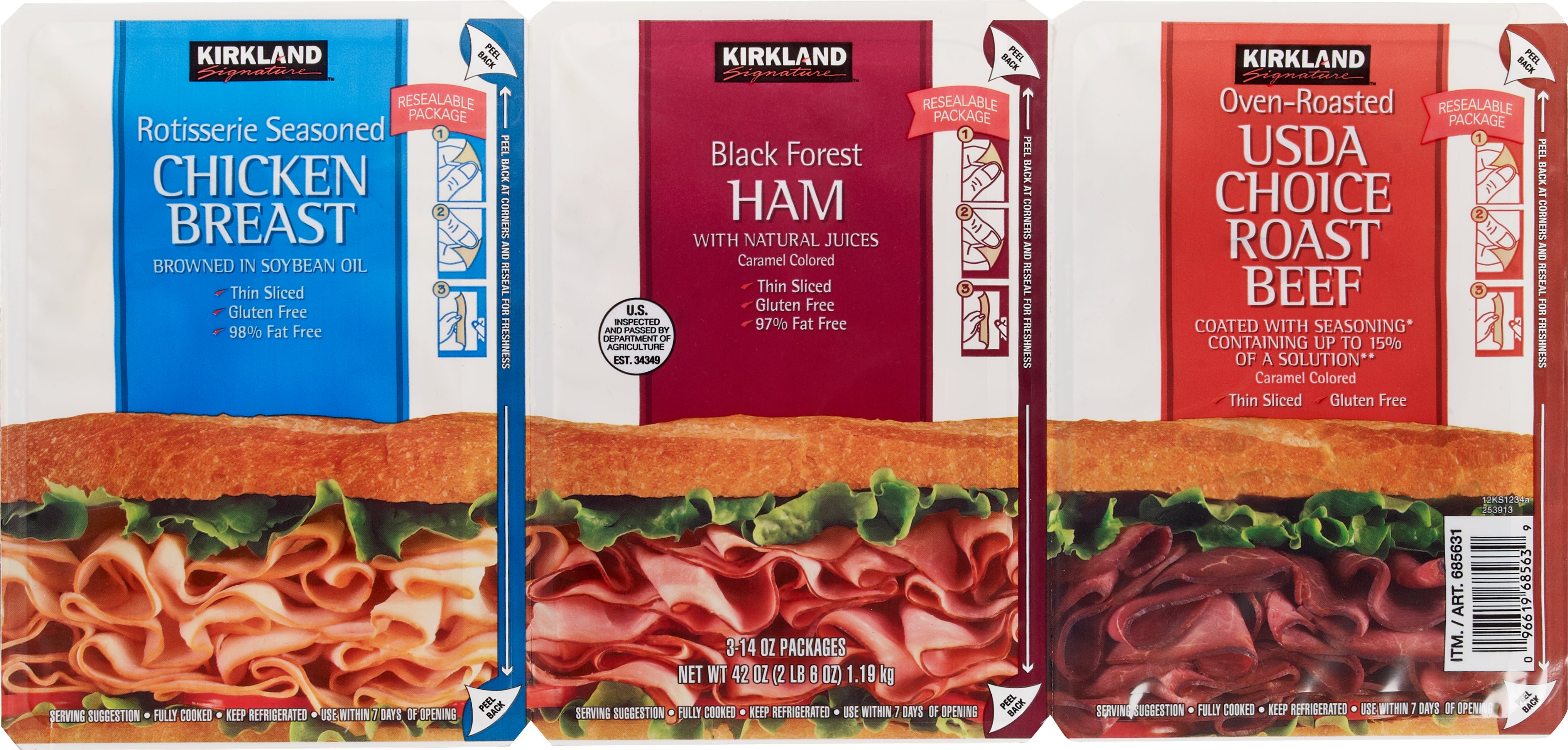 KIRKLAND SIGNATURE MEAT VARIETY PACK 3/14 OZ (2.625 LBS)