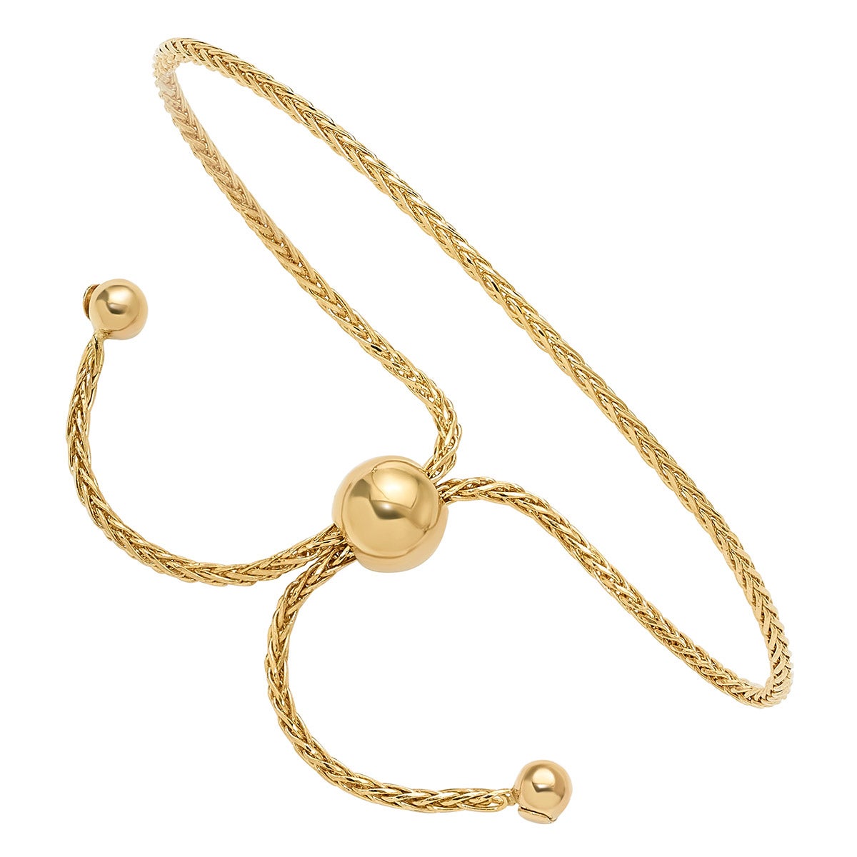 14KT YELLOW GOLD 9.5¨ ADJUSTABLE SPIGA BOLO MADE IN ITALY - Image 1