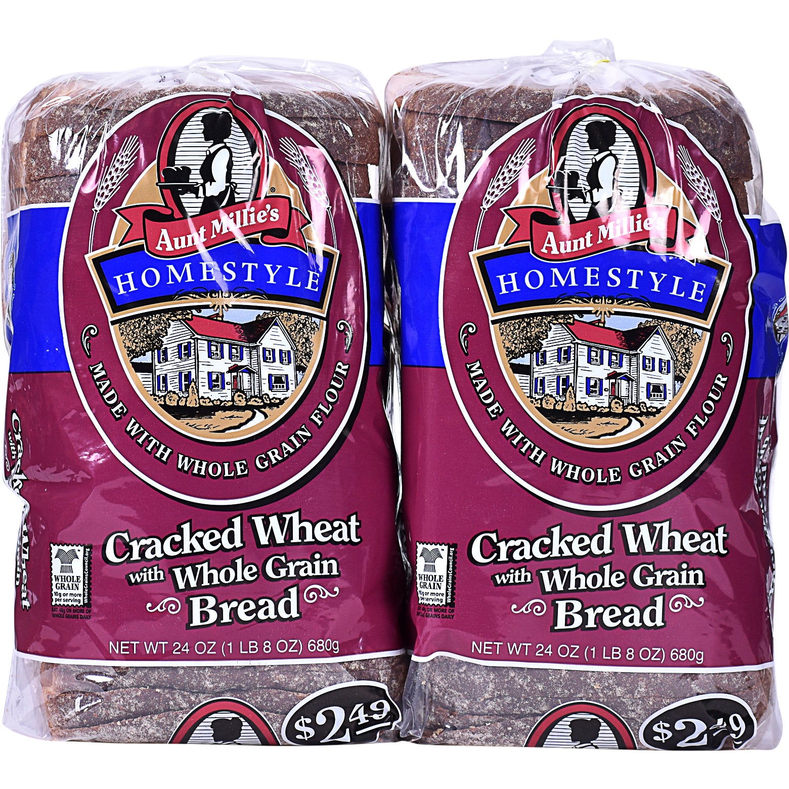 AUNT MILLIE'S CRACKED WHEAT BREAD 2/22 OUNCE LOAVES