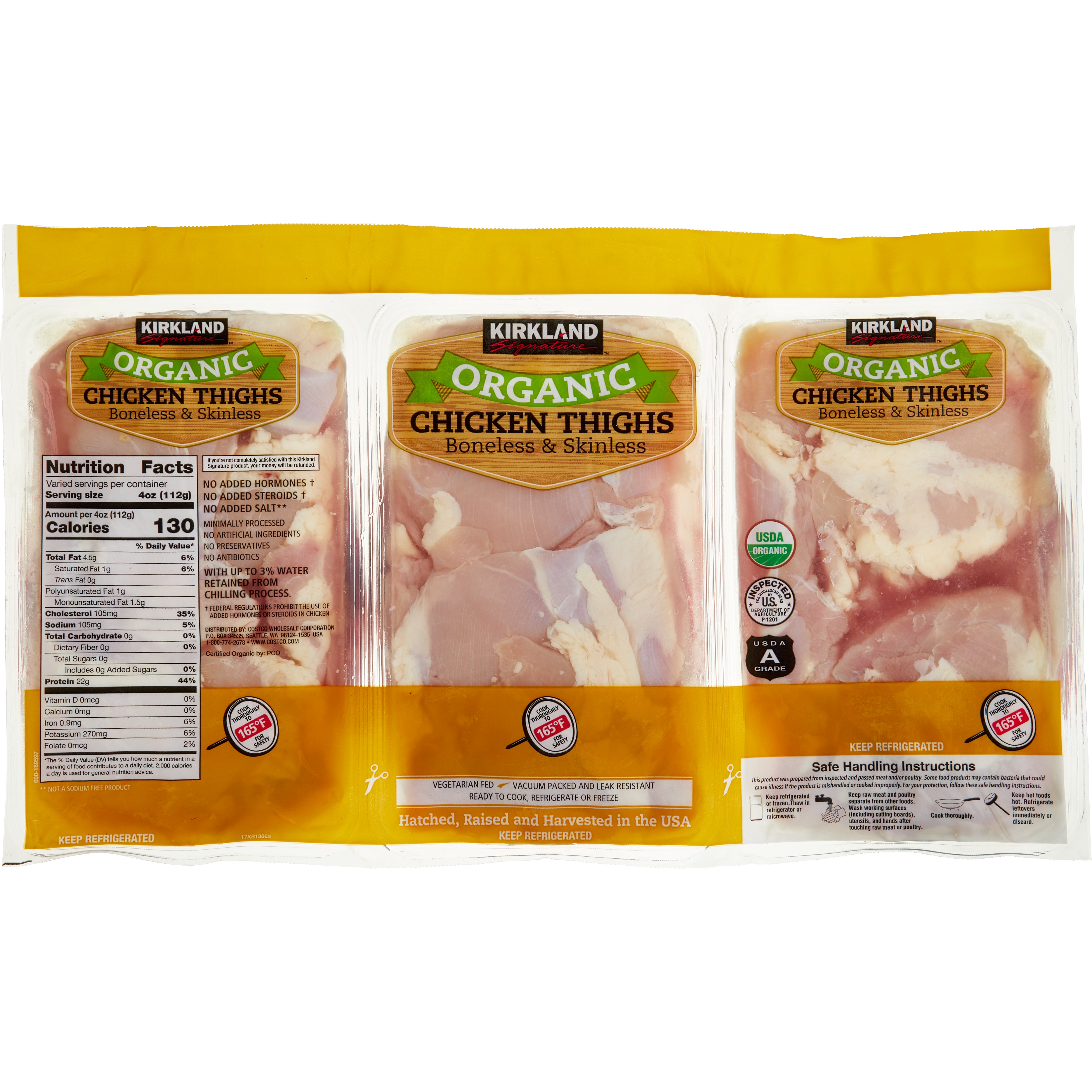 FRESH ORGANIC BONELESS SKINLESS CHICKEN THIGH PER LB - Image 1