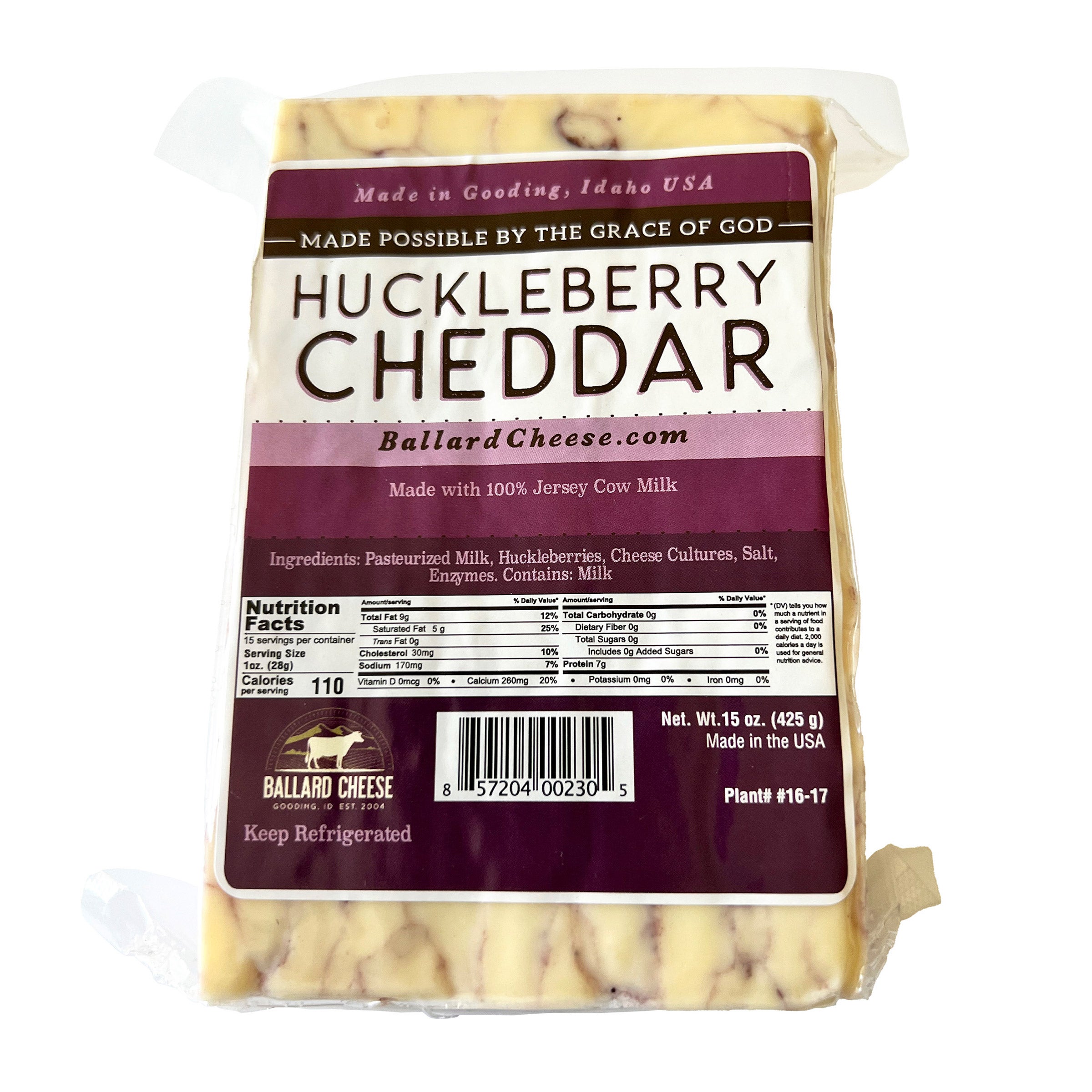 BALLARD CHEESE HUCKLEBERRY CHEDDAR 15 OZ - Image 1