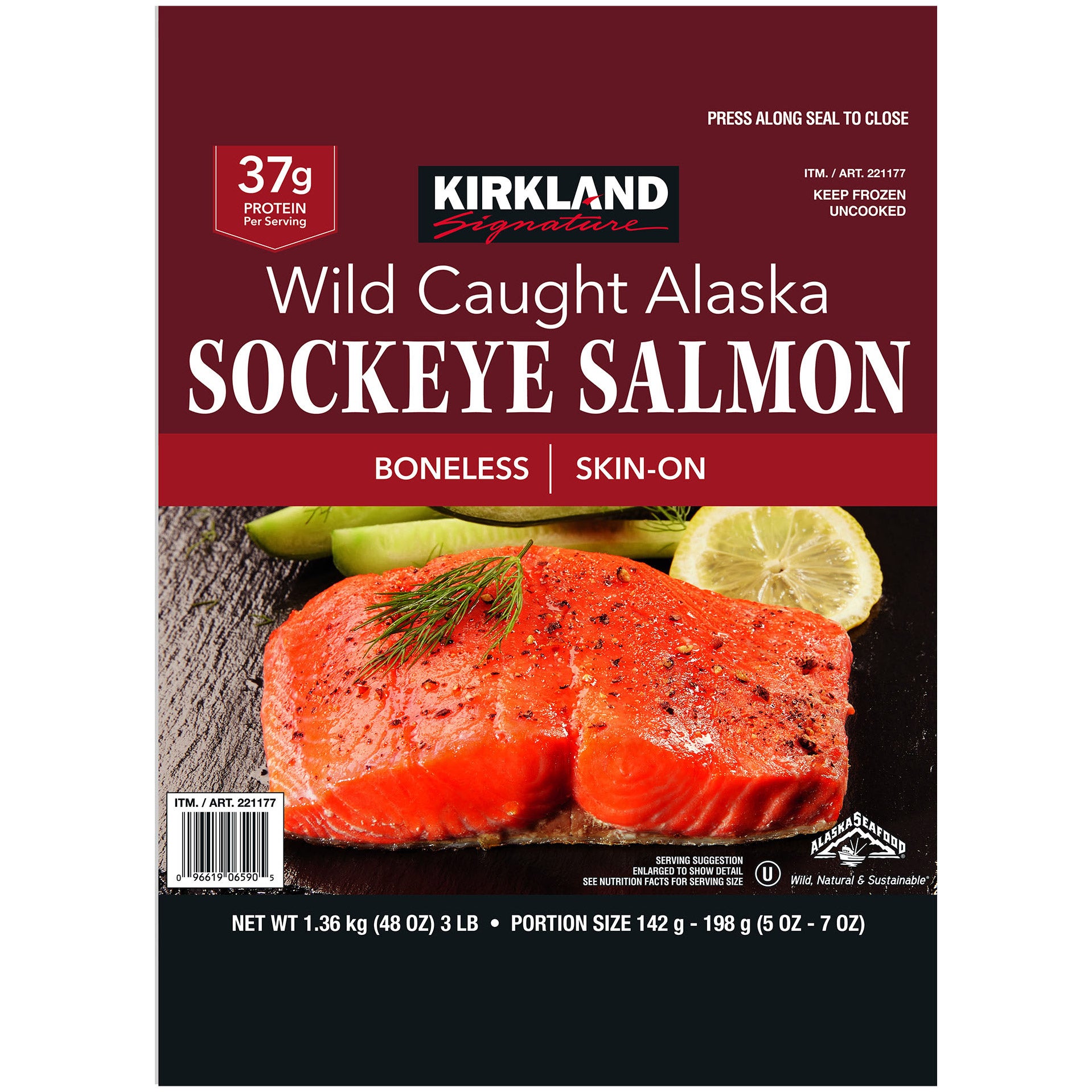 KIRKLAND SIGNATURE WILD SOCKEYE SALMON 3 POUND BAG - Image 1