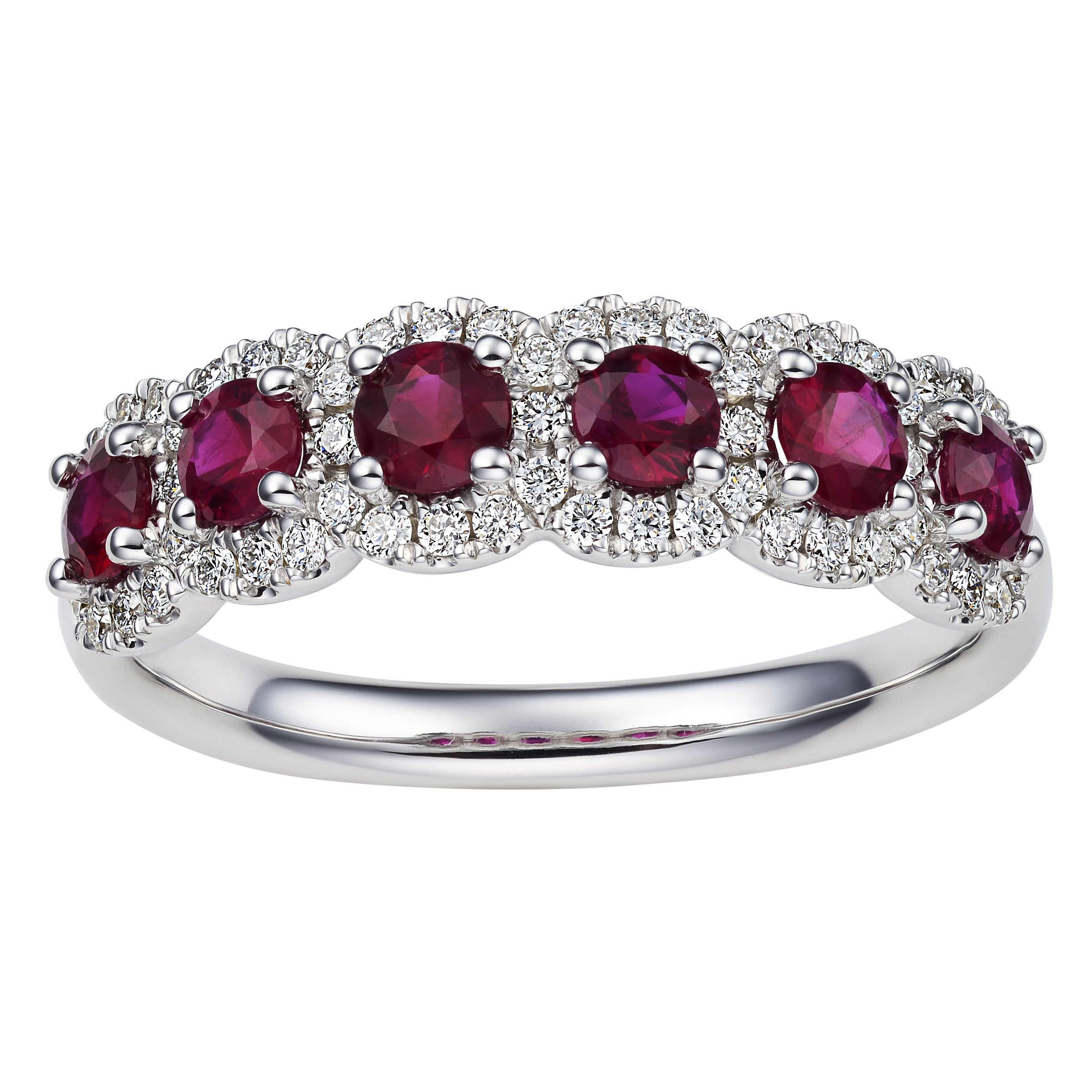 14KT WHITE GOLD .30CTW VS2, I DIAMOND AND 3MM RUBY RING - Image 1
