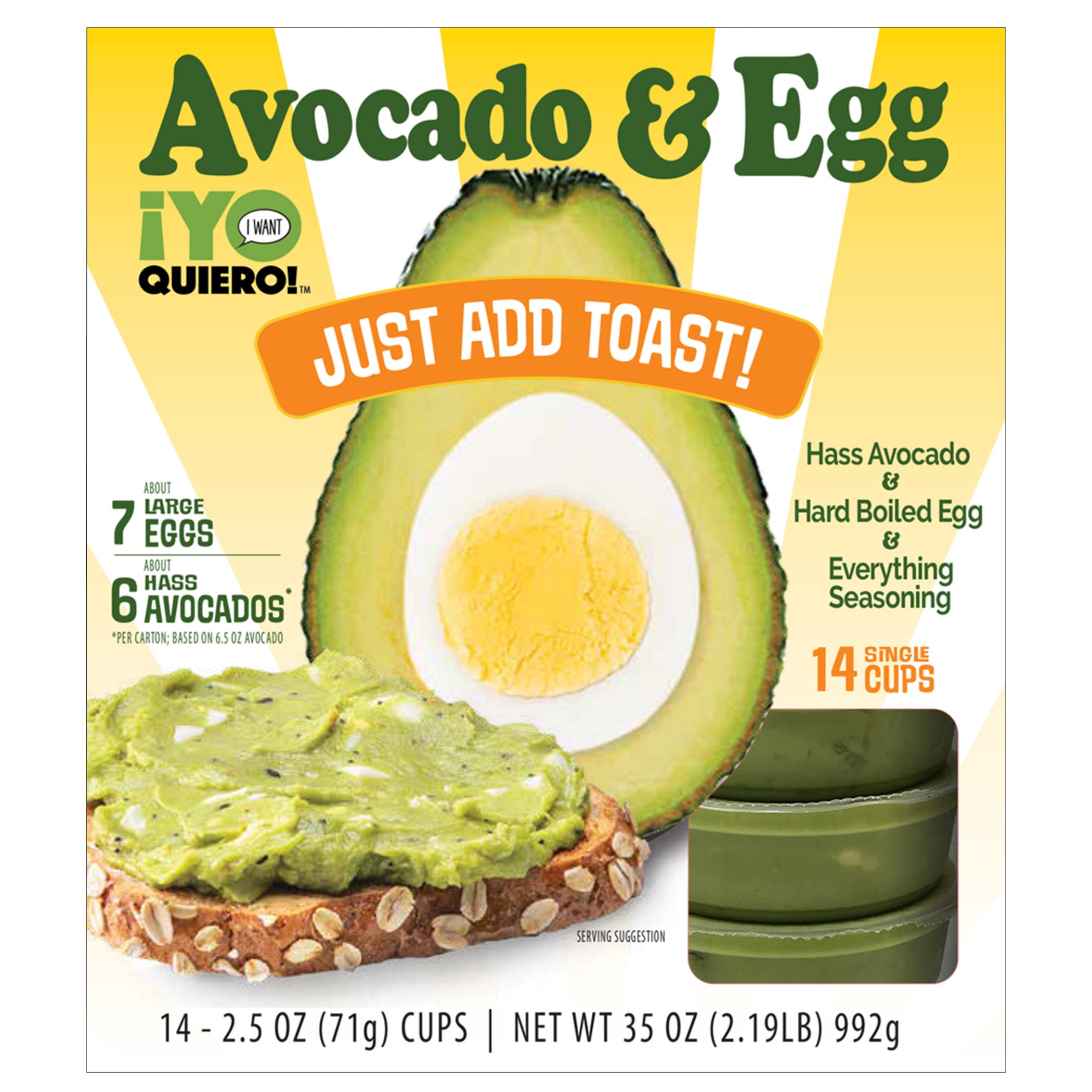 YO QUIERO! AVOCADO & EGG 14-2.5 OZ CUPS