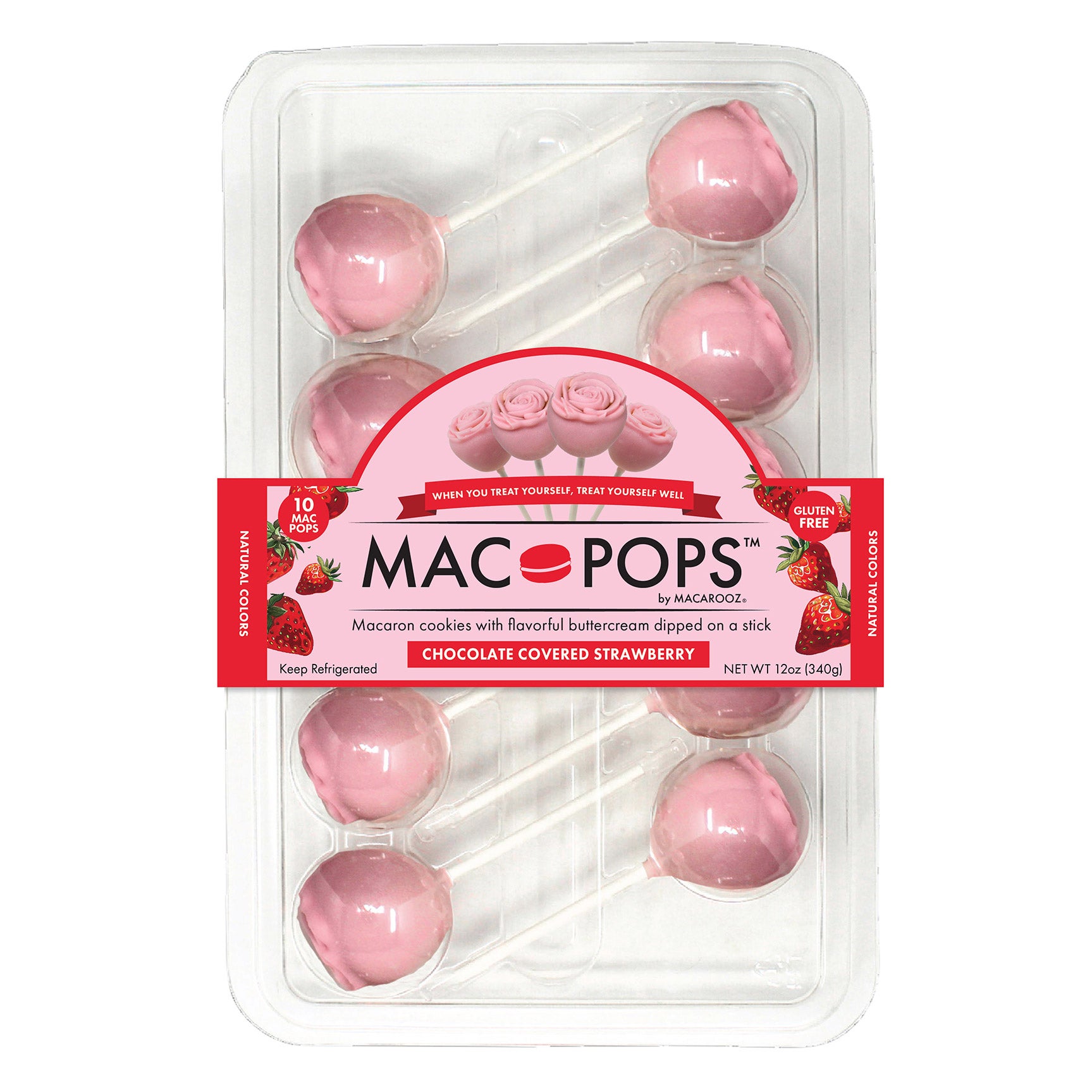 MACAROOZ CHOCOLATE COVERED STRAWBERRY CAKE POP 10CT - Image 1