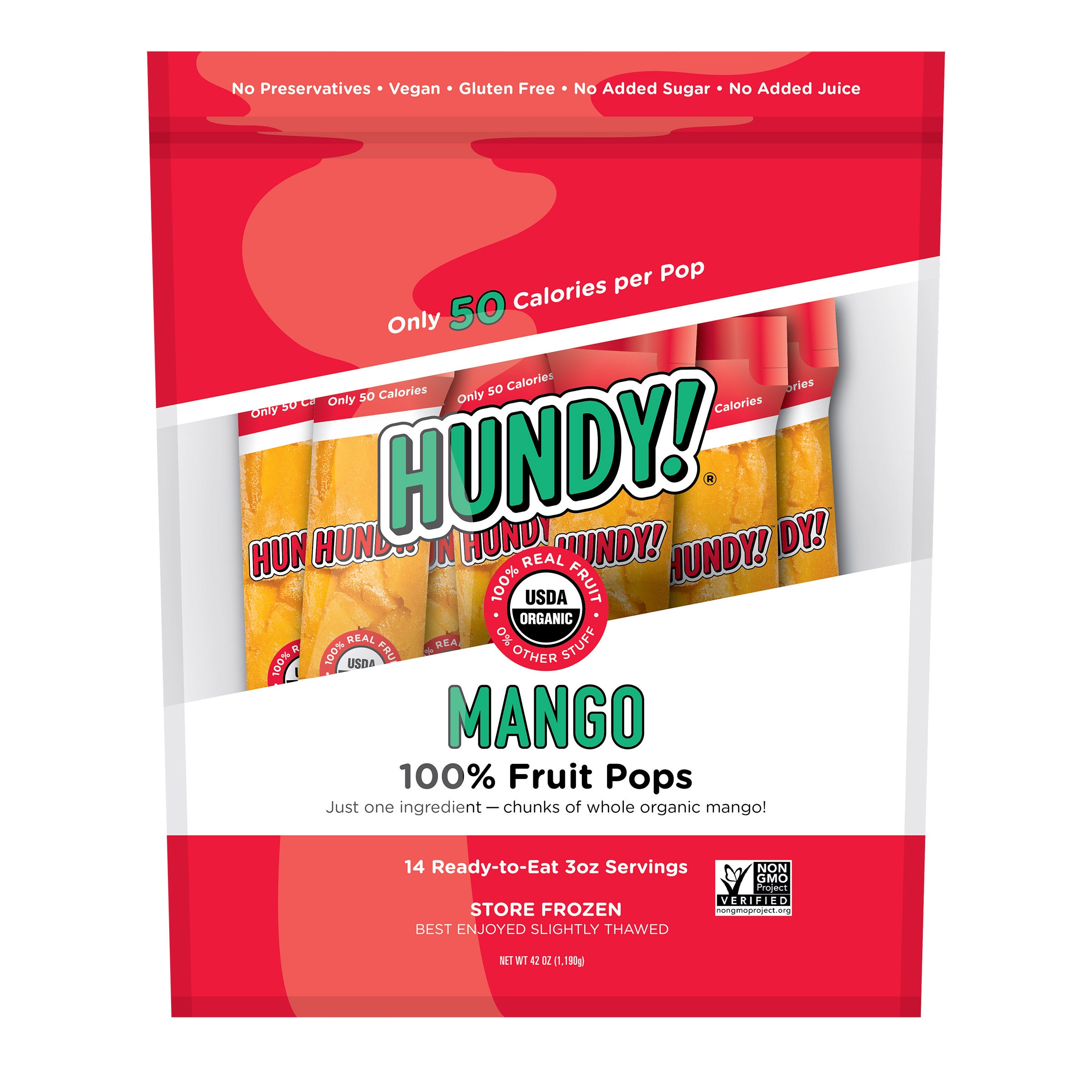 HUNDY! ORGANIC MANGO FRUIT POPS 14/3.0 OZ