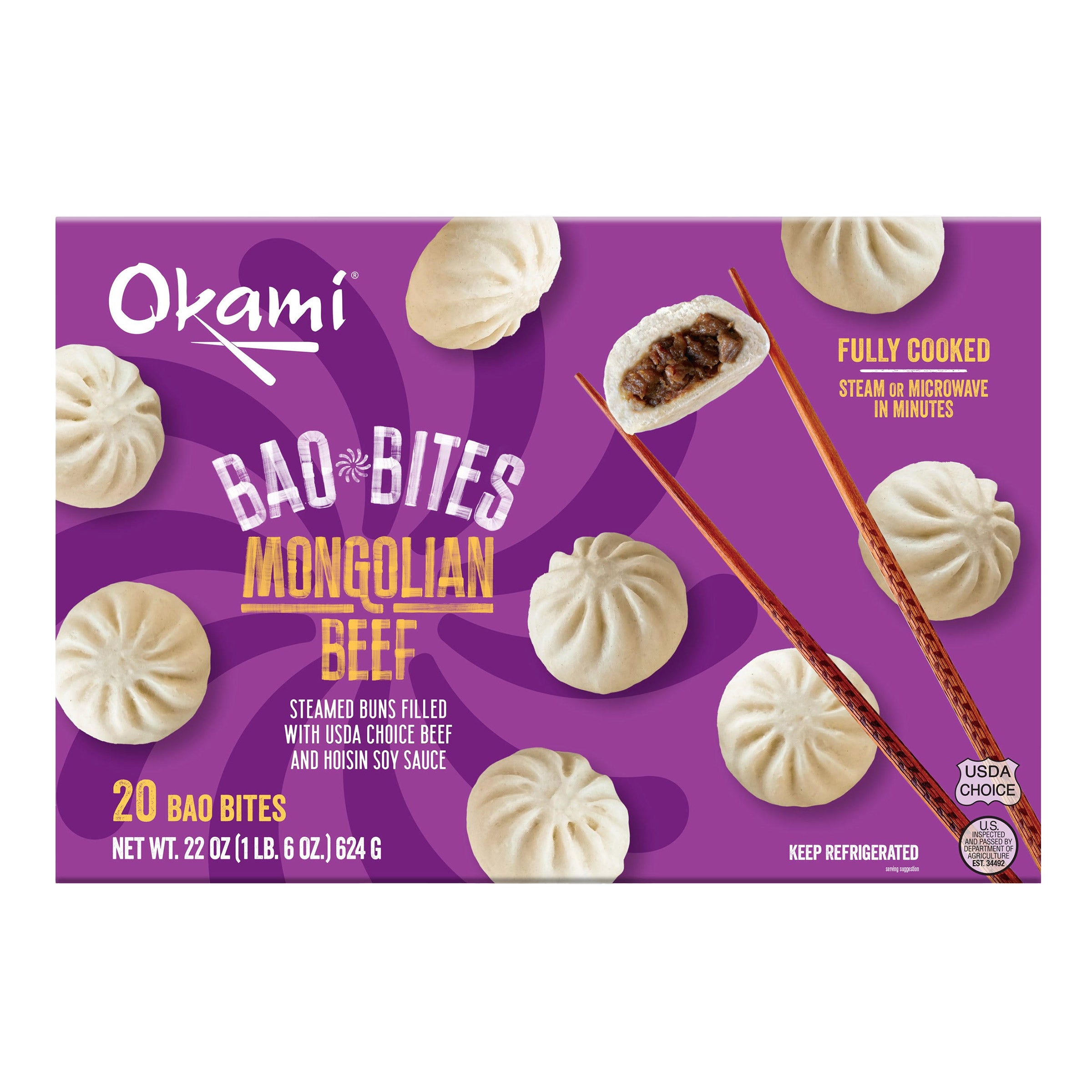 OKAMI MINI BAO MONGOLIAN BEEF 22 OUNCES
