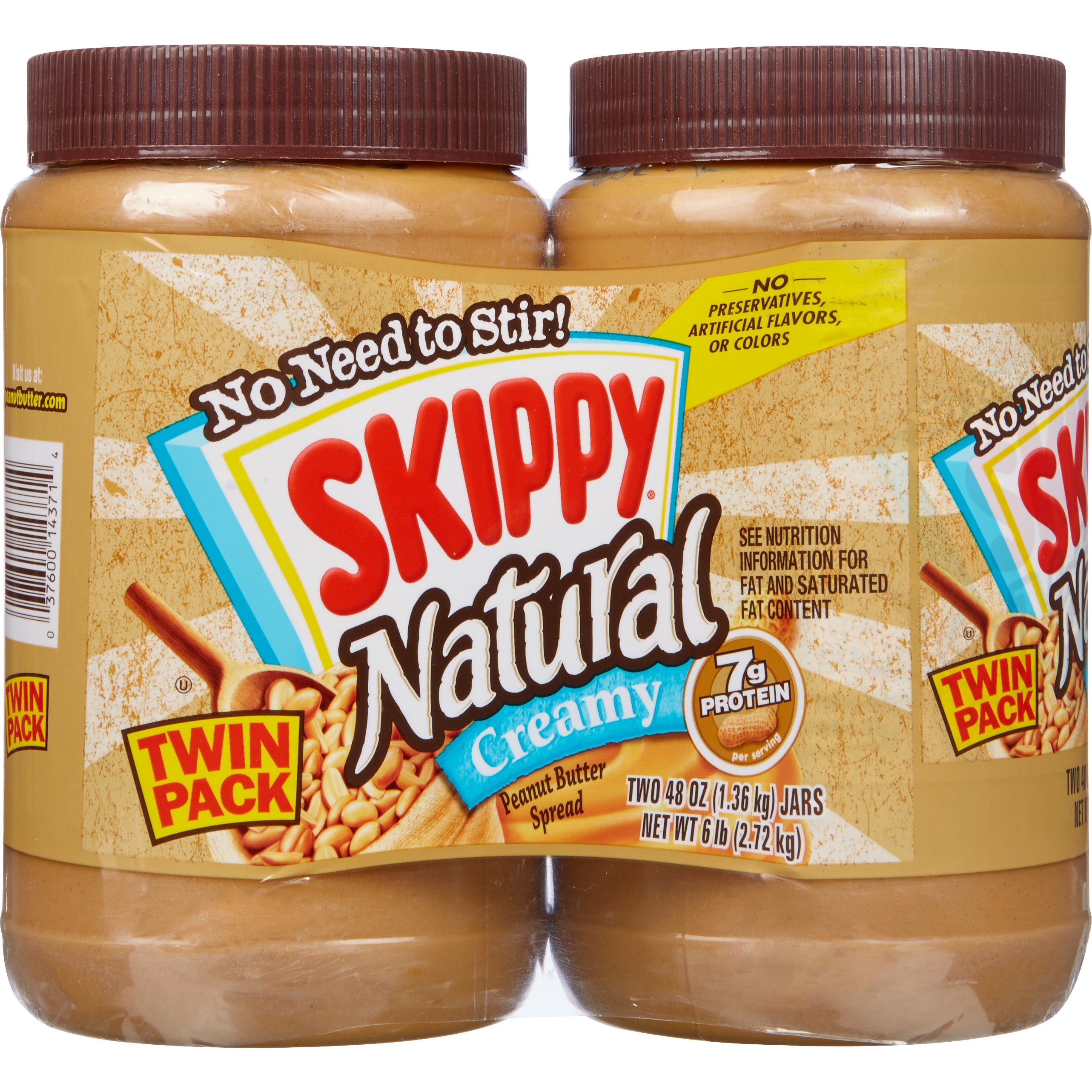 SKIPPY CREAMY NATURAL PEANUT BUTTER 2/48 OZ