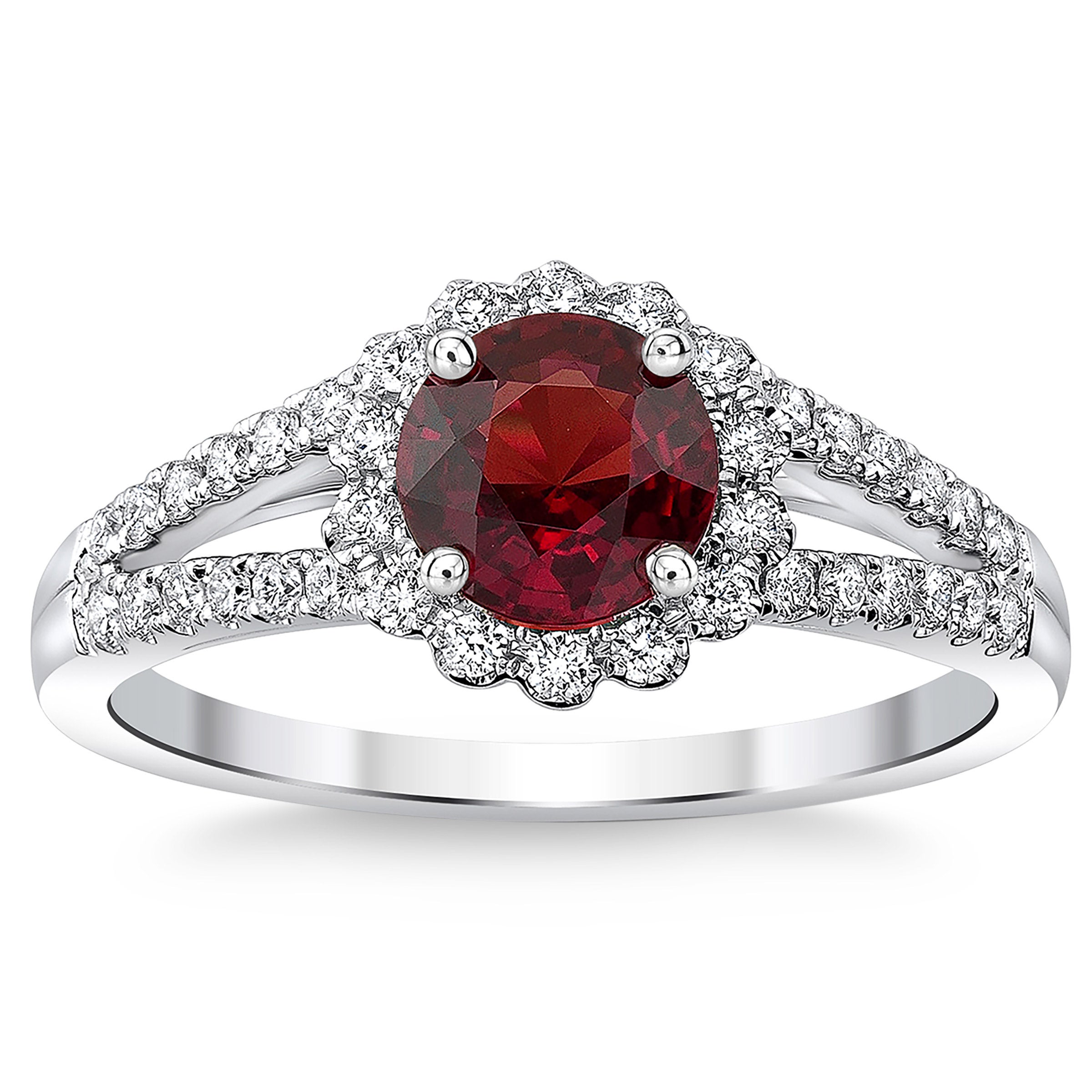 14KT WHITE GOLD VS2 I 0.29CTW ROUND RUBY AND ROUND DIAMOND RING - Image 1