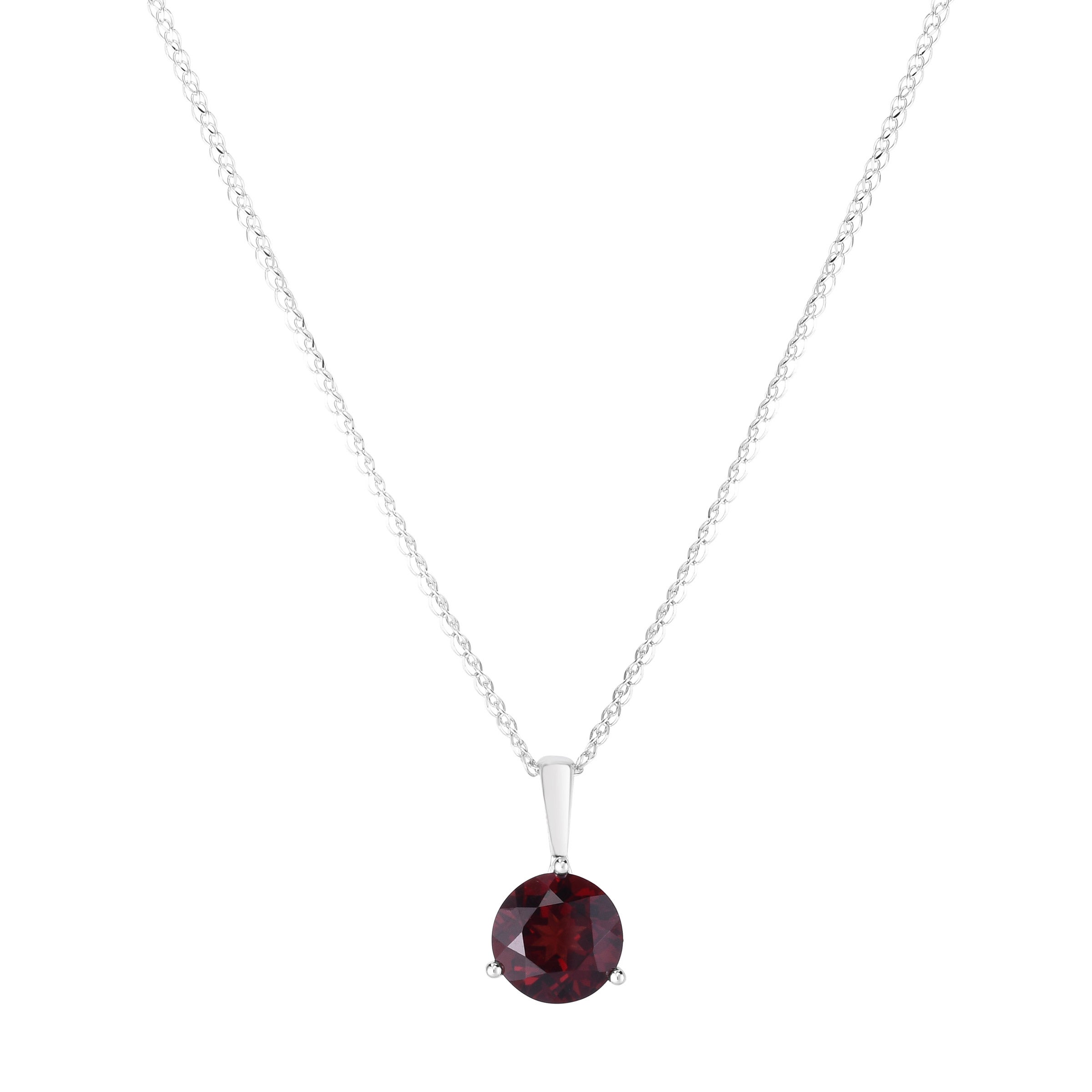 14KT WHITE GOLD 8MM GARNET 18¨ PENDANT
