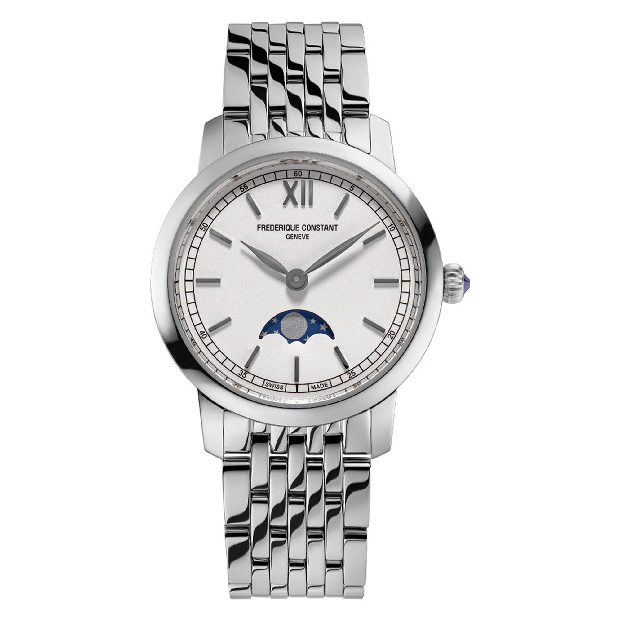 FREDERIQUE SLIMLINE STAINLESS STEEL MOON WOMENS QUARTZ WATCH - Image 1