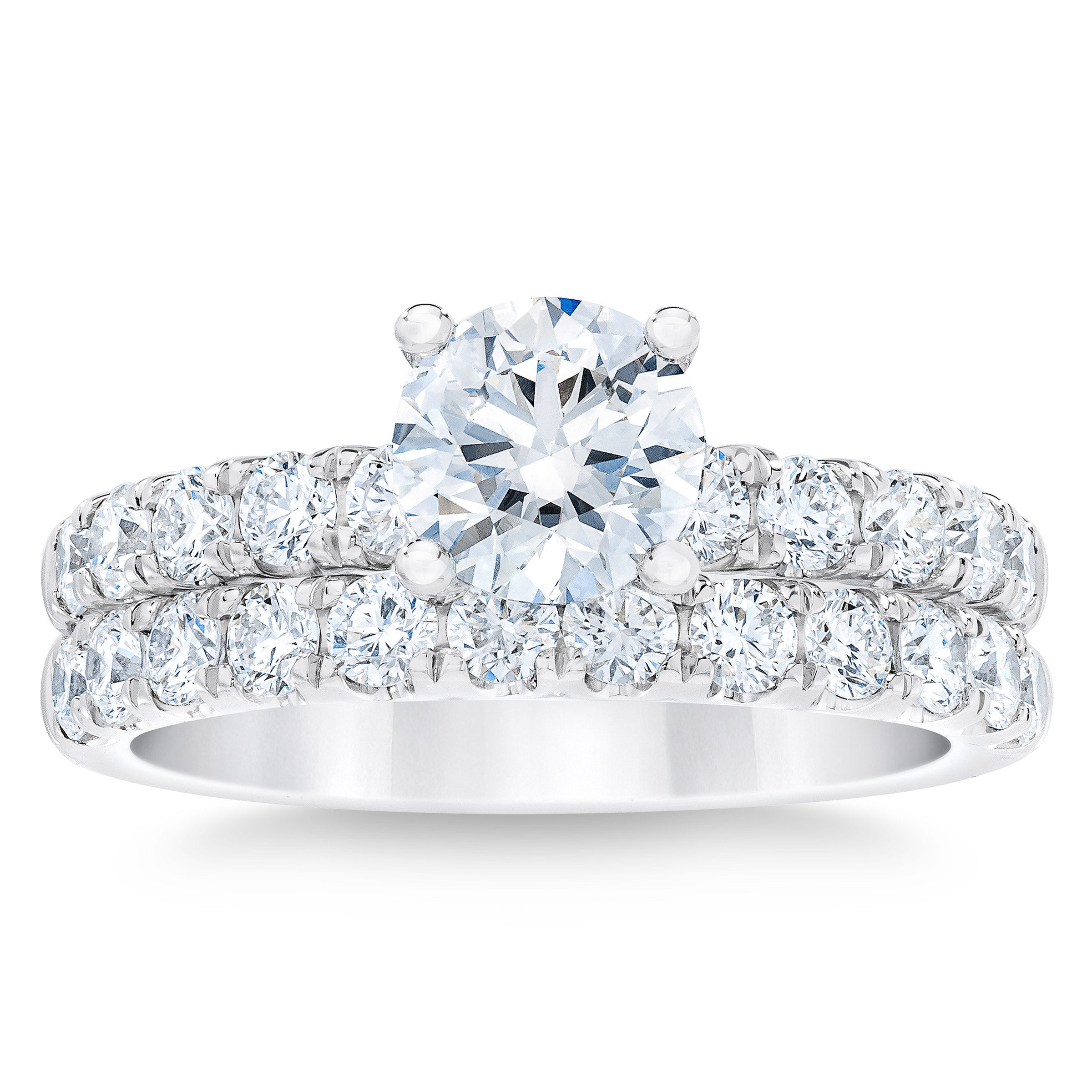 2.41CTW ROUND DIAMOND PLATINUM WEDDING SET 1.22CT CENTER VVS2 ¨I¨ - Image 1