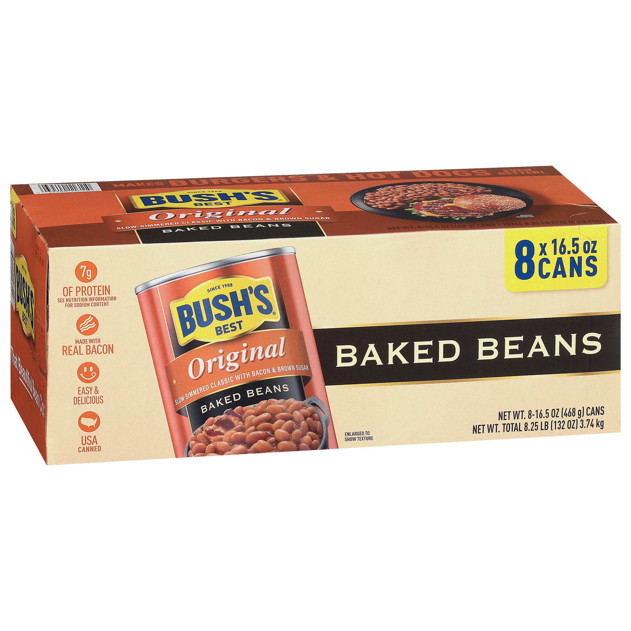 BUSH'S BAKED BEANS 8/16.5 OUNCE CANS