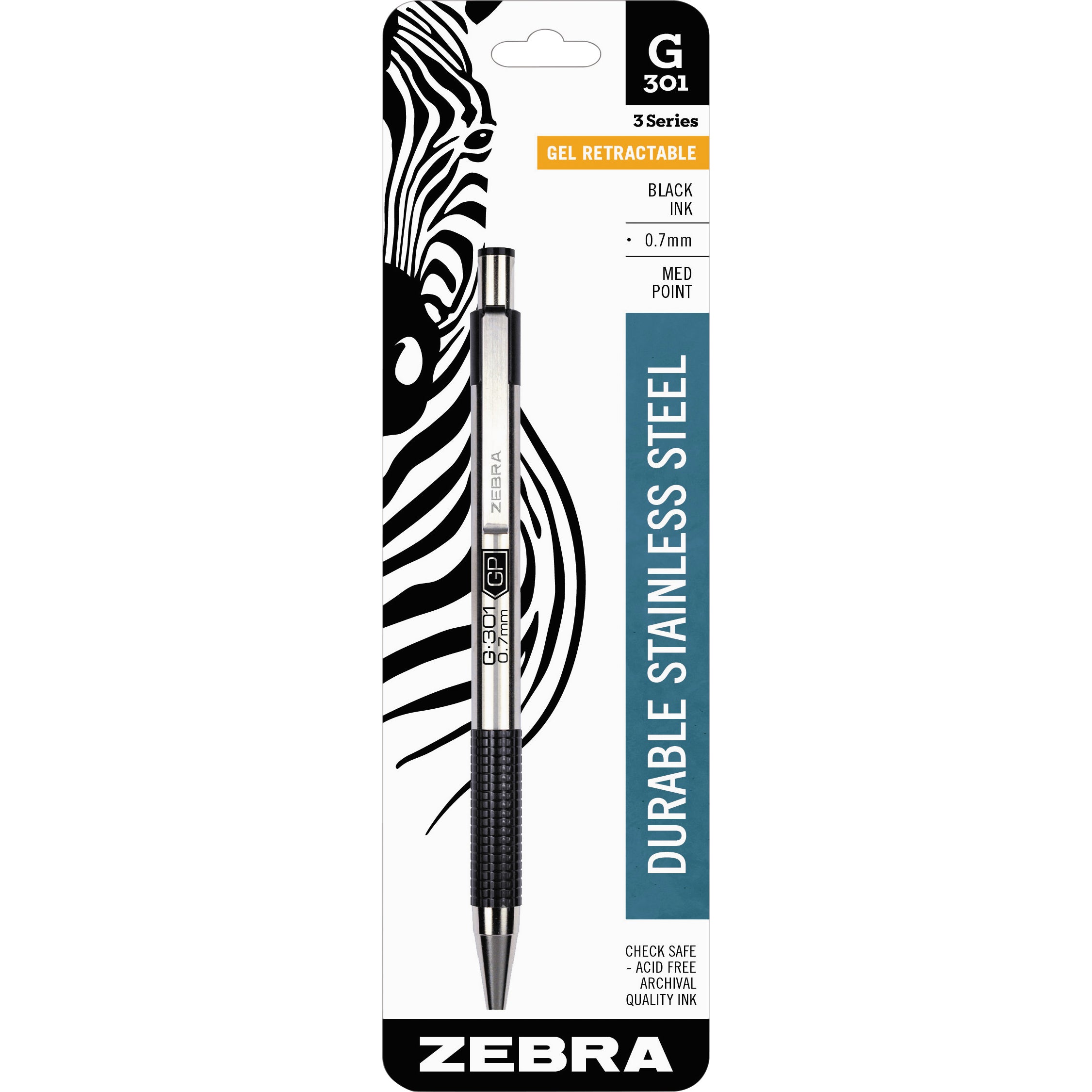 ZEBRA MED POINT G301 RETRACTABLE PEN ZEB41311 BLACK - Image 1