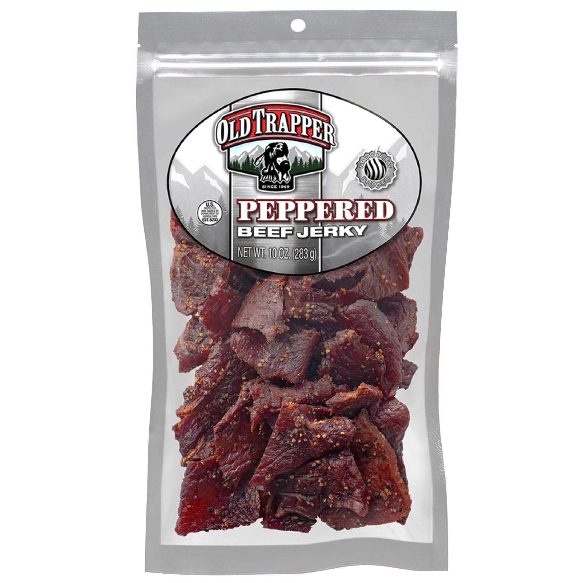 OLD TRAPPER PEPPERED BEEF JERKY 10 OZ - Image 1