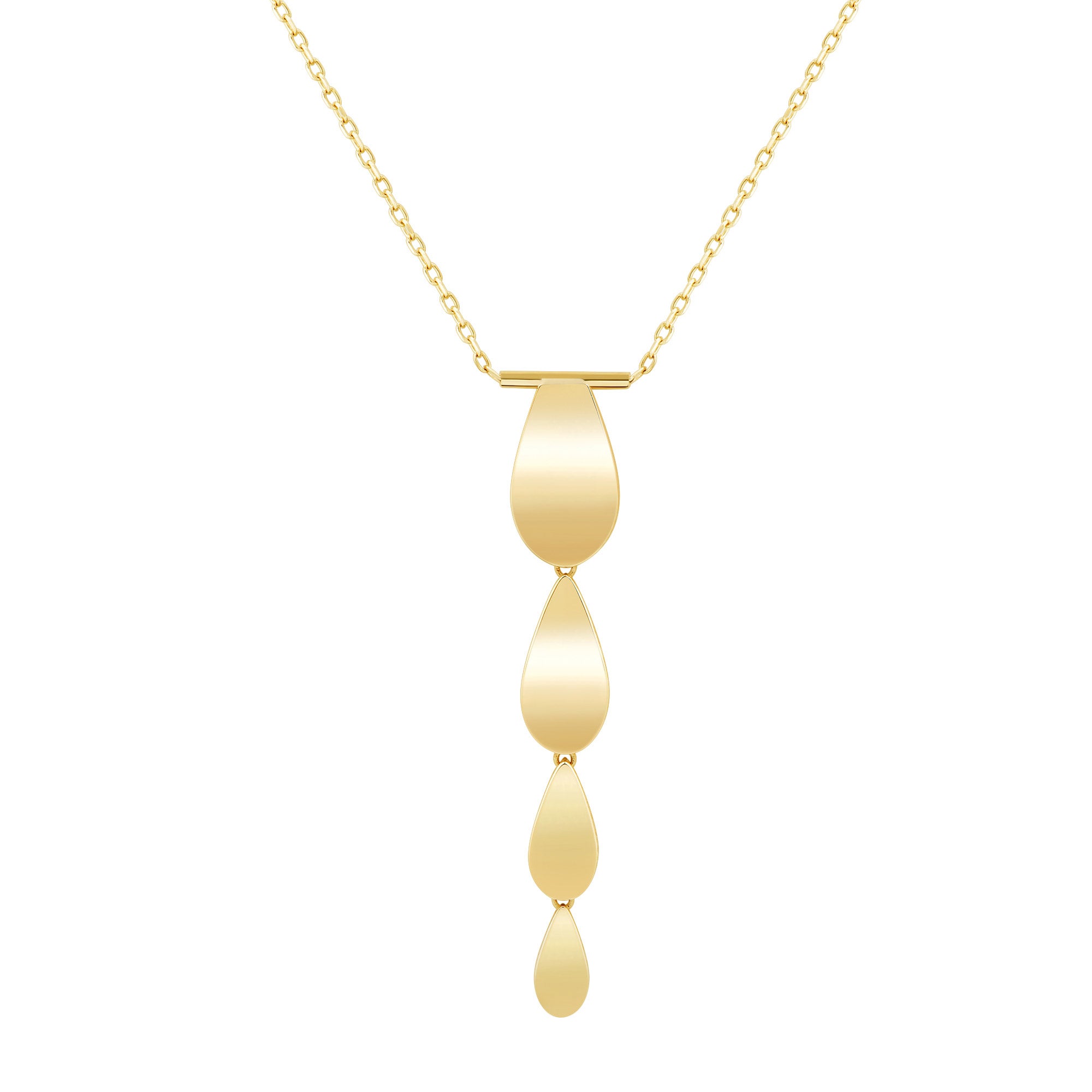 14KT YELLOW GOLD TEARDROP NECKLACE 18¨ MADE IN ITALY - Image 1